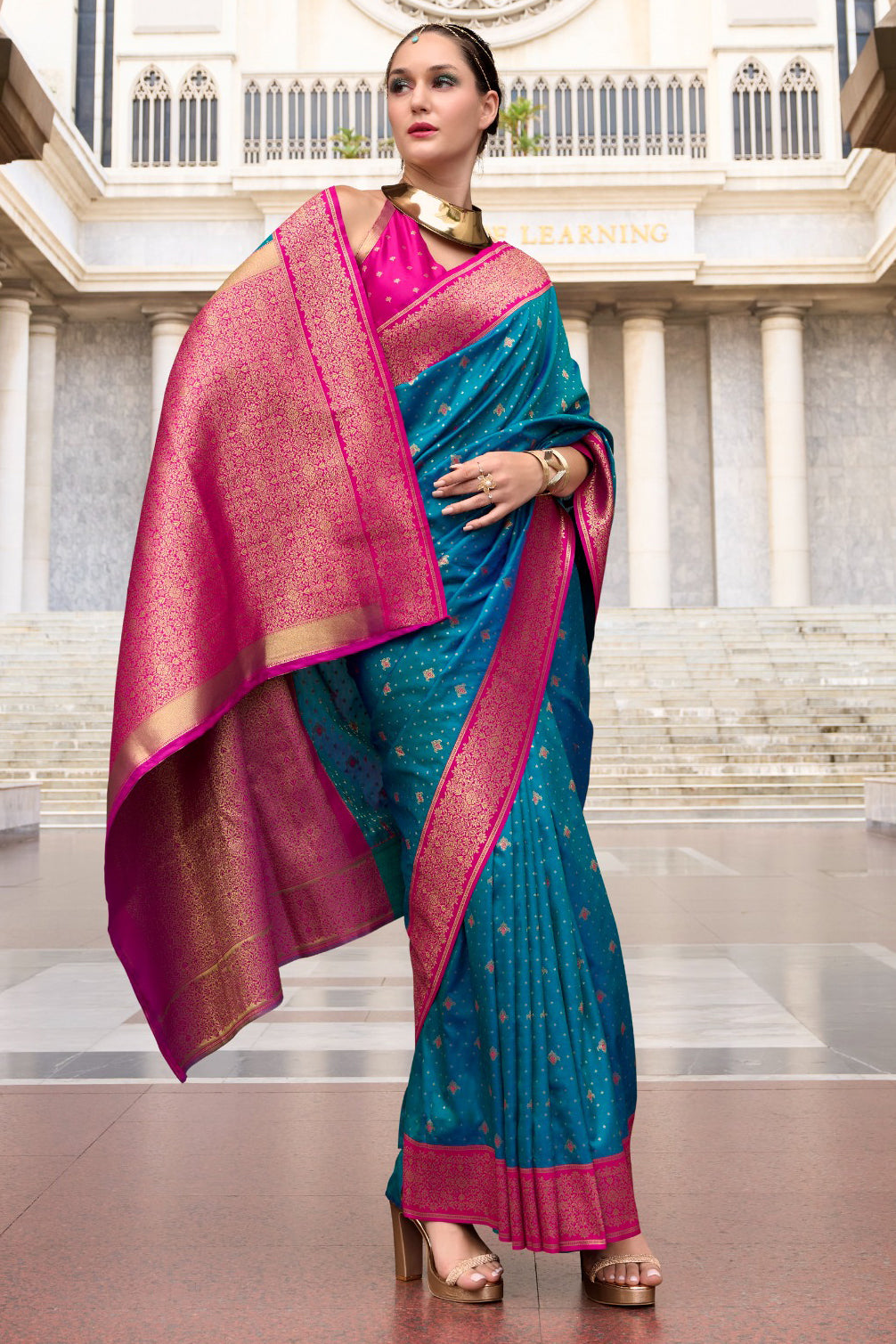 Blue Woven Silk Saree-ZB134730_3_SareeButa.com
