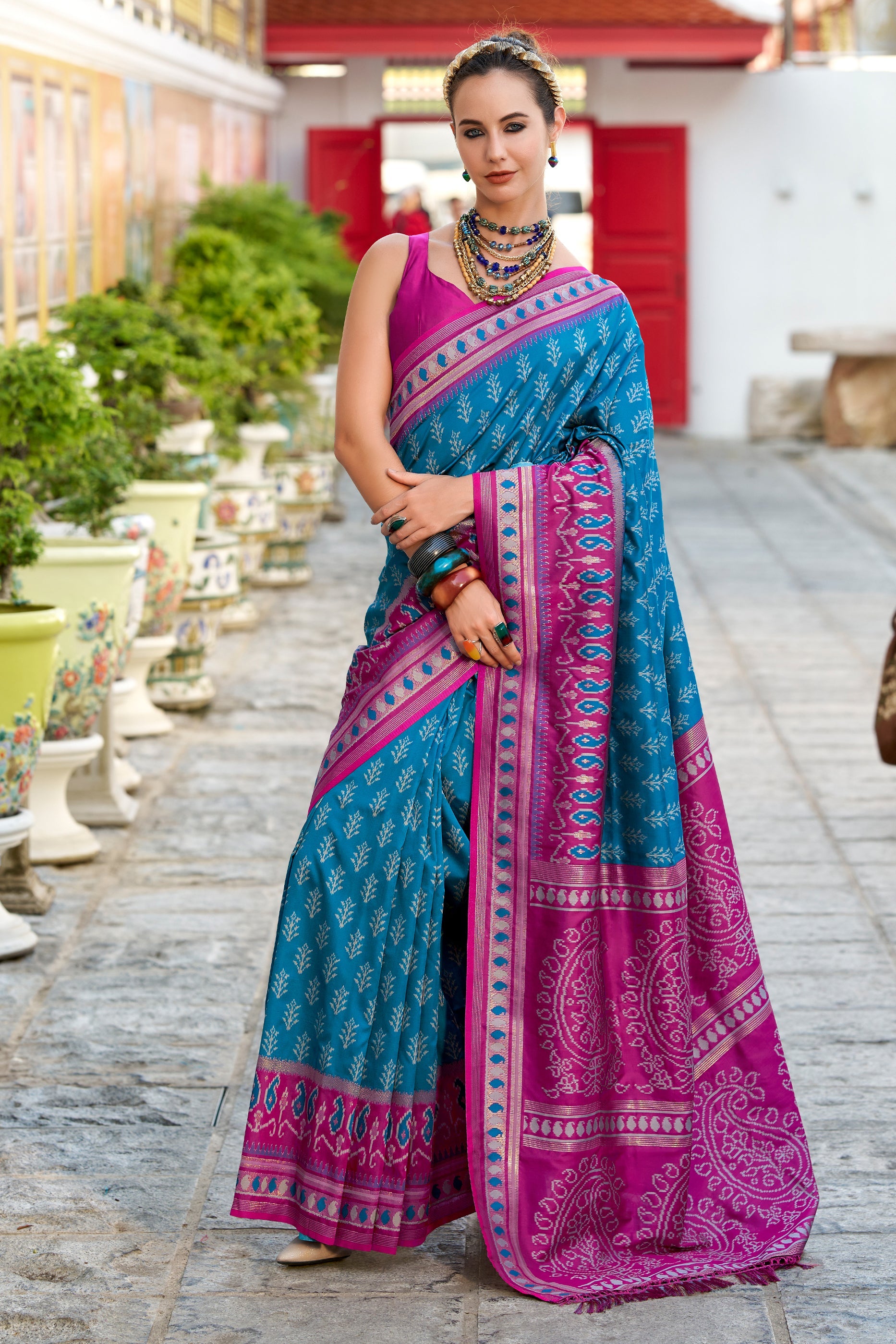 Blue Woven Soft Ikat Silk Saree-SAR10032_1_SareeButa.com