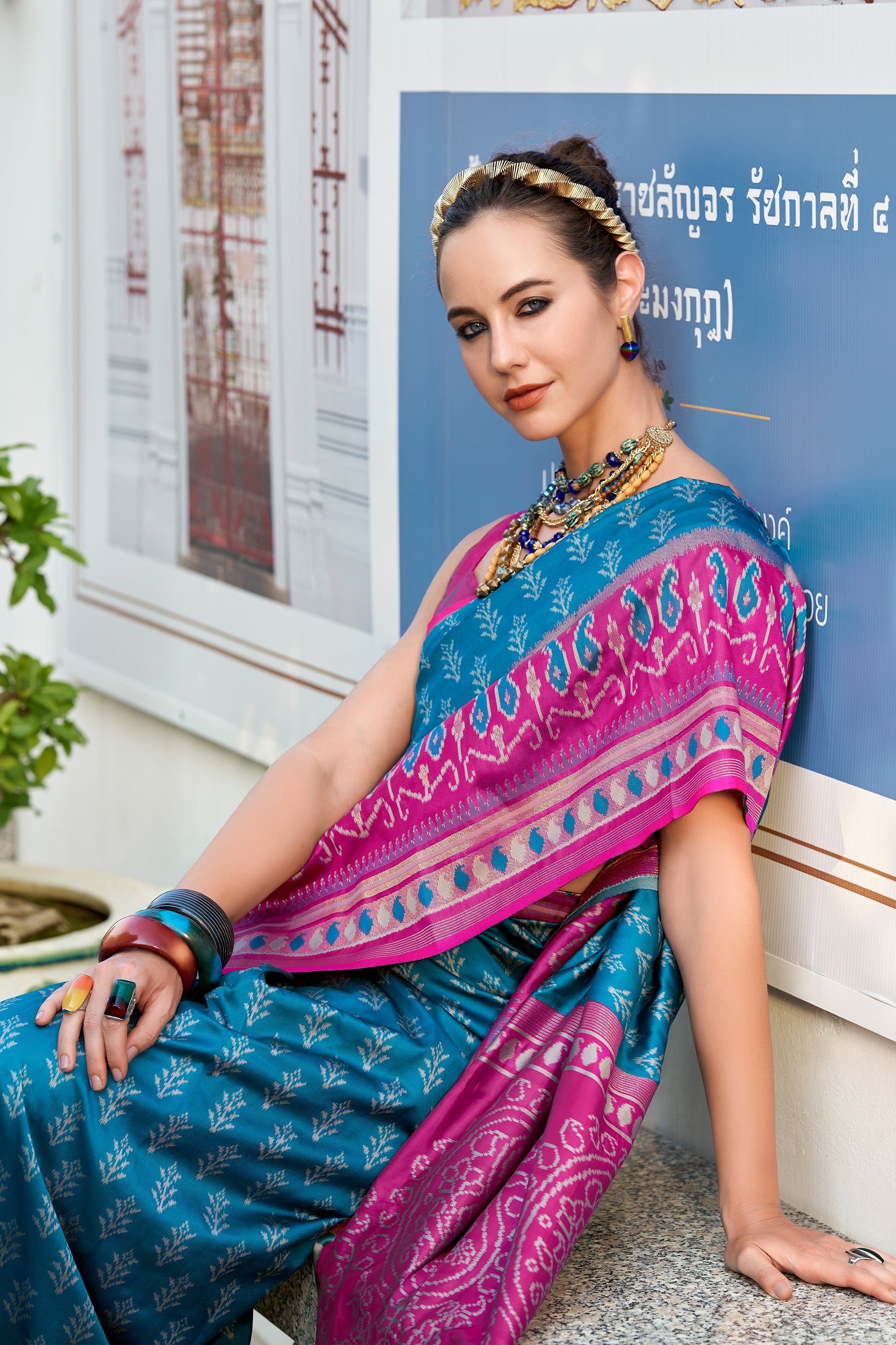 Blue Woven Soft Ikat Silk Saree-SAR10032_2_SareeButa.com