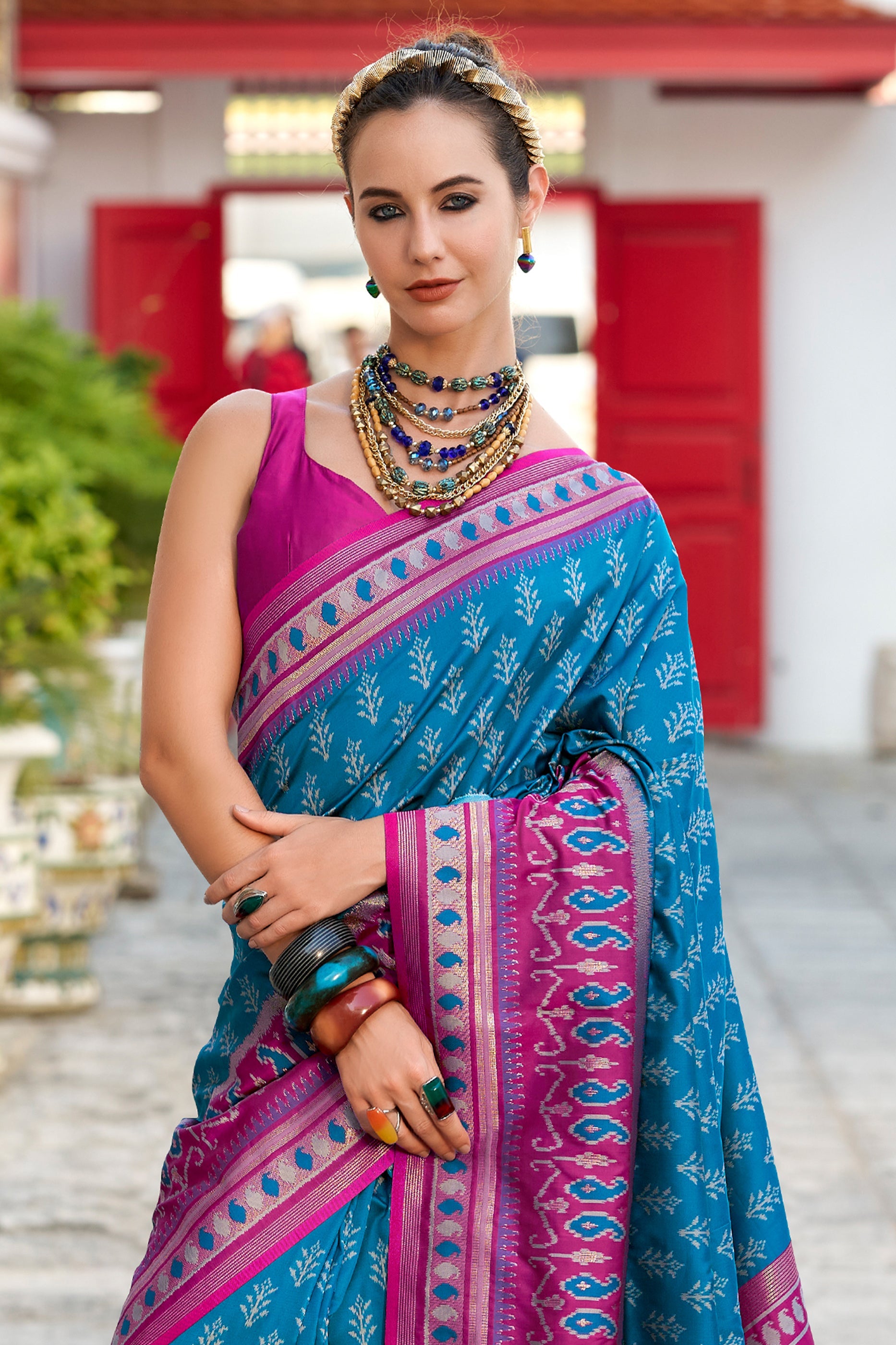 Blue Woven Soft Ikat Silk Saree-SAR10032_4_SareeButa.com