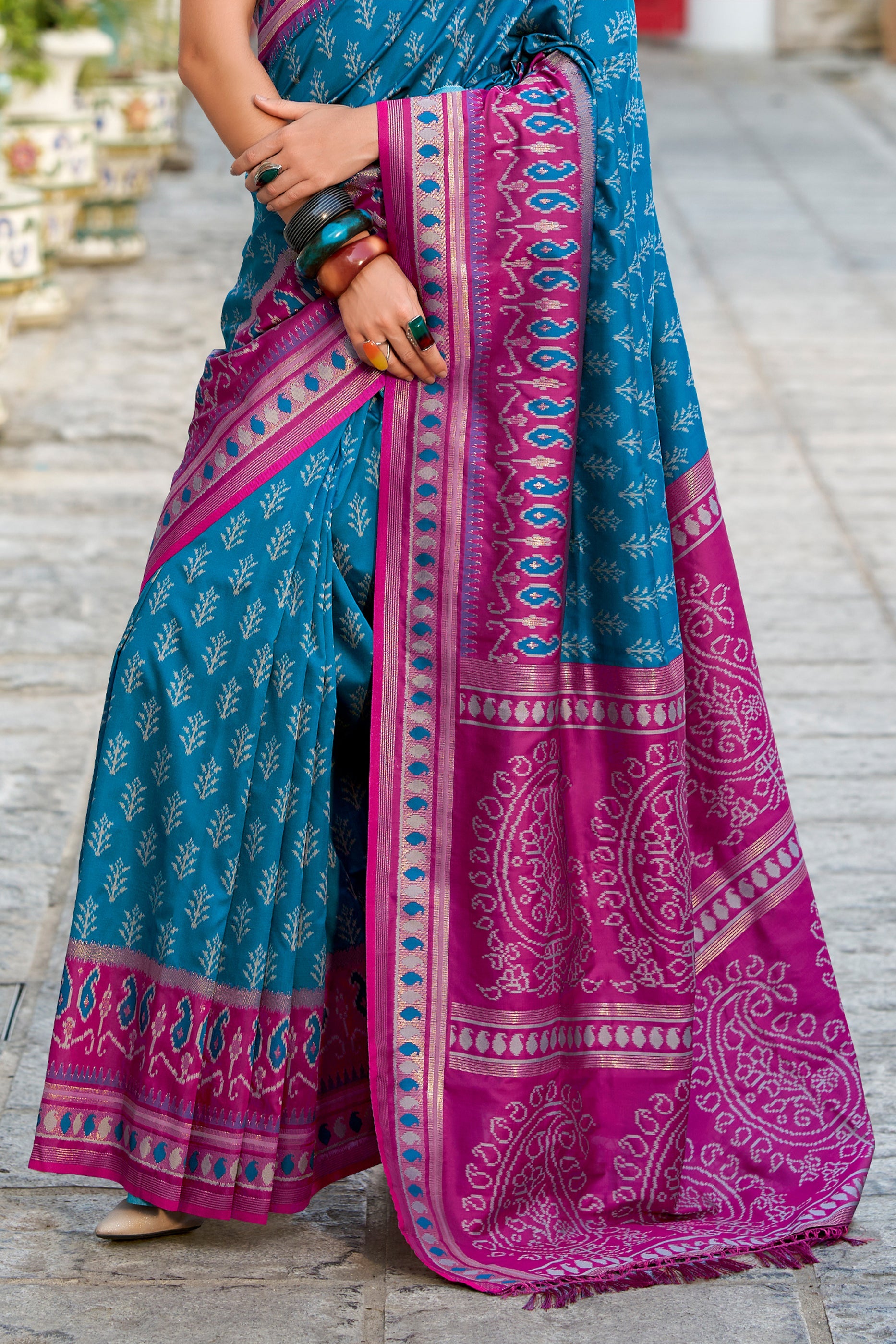 Blue Woven Soft Ikat Silk Saree-SAR10032_5_SareeButa.com