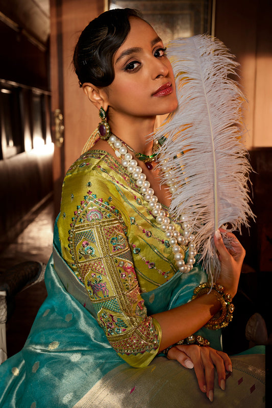 Blue Woven Tissue Paithani Saree-ZB134646_2_SareeButa.com