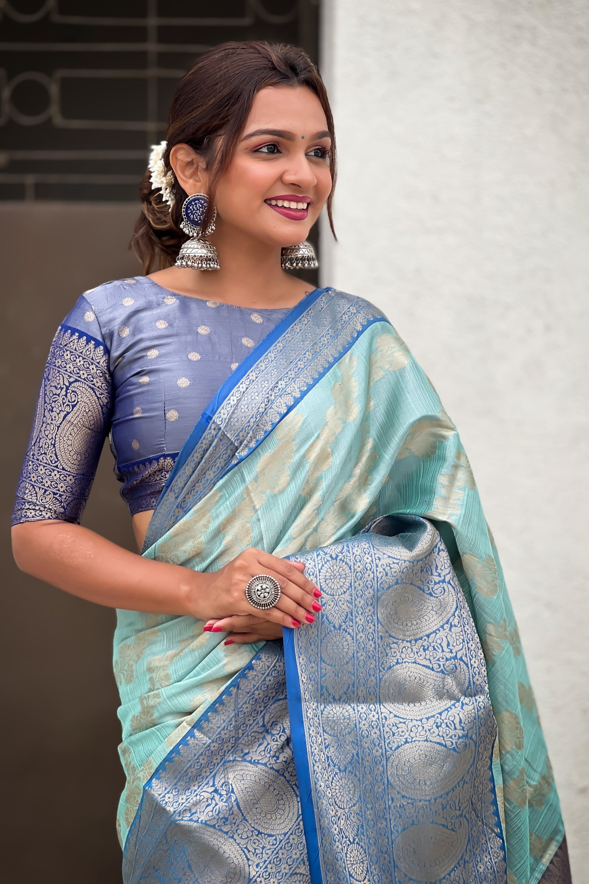 Blue Woven Tissue Silk Saree-ZB133080_3_SareeButa.Com