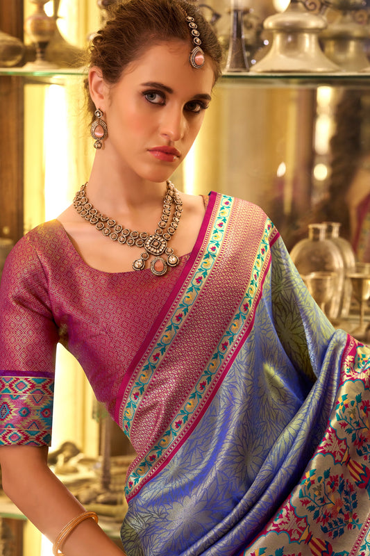 Blue Woven Tissue Silk Saree-ZB134741_2_SareeButa.com