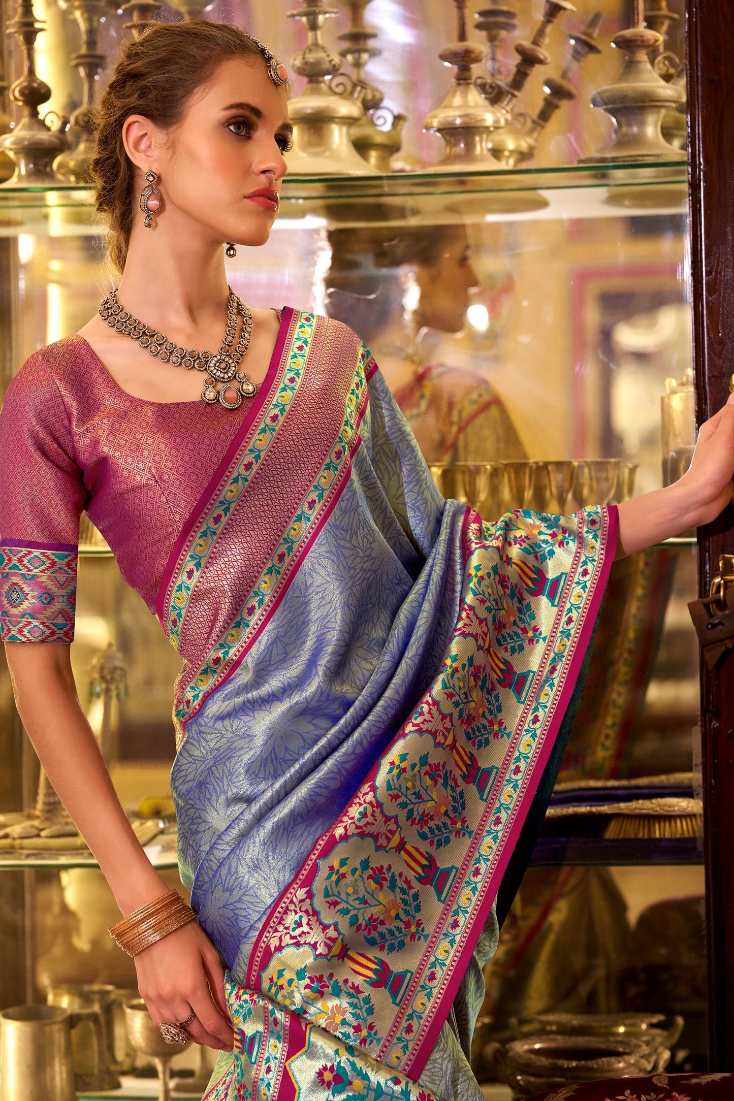Blue Woven Tissue Silk Saree-ZB134741_4_SareeButa.com
