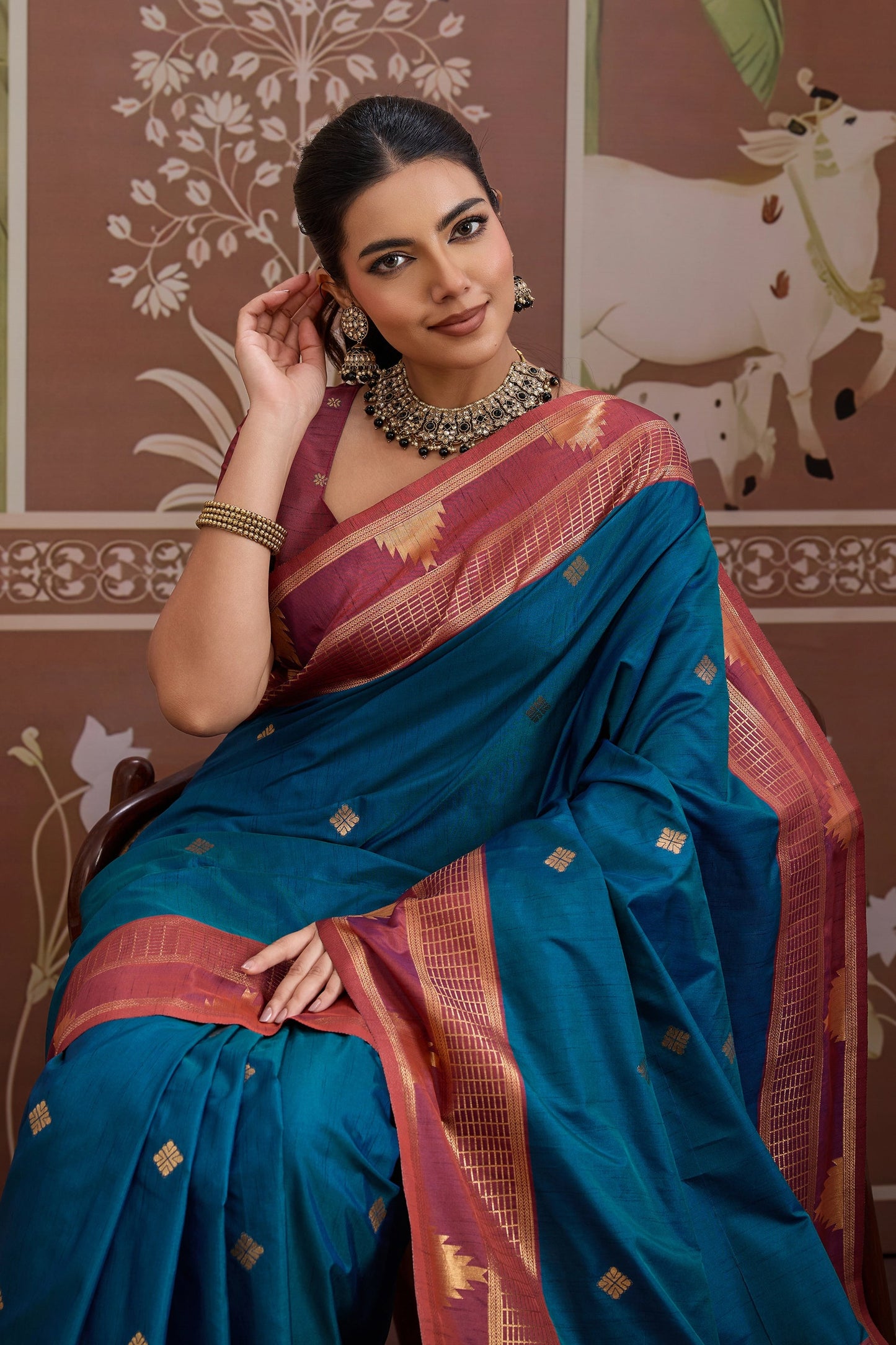 Blue Woven Tussar Silk Saree-SAR11203_2_SareeButa.com