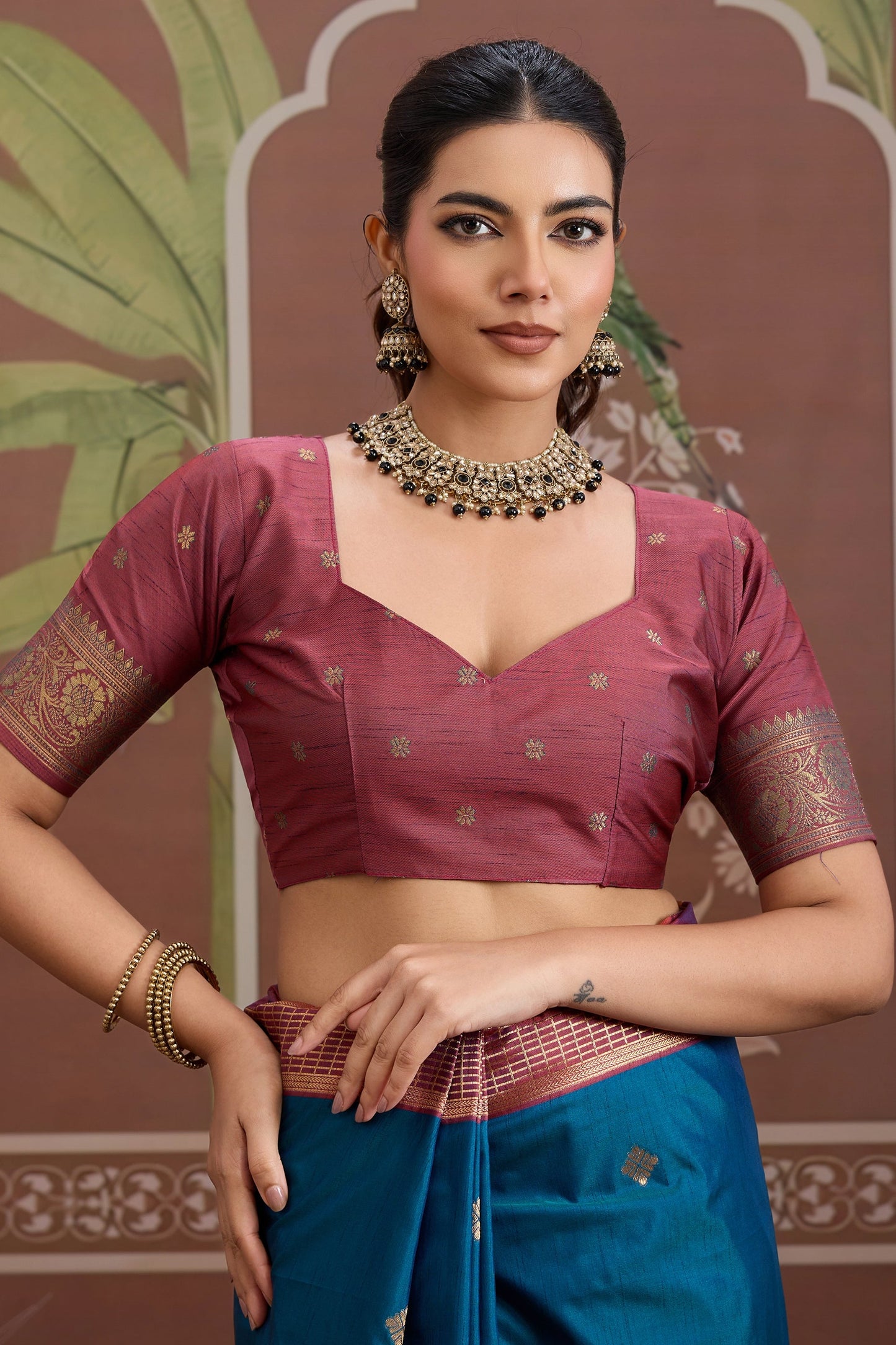 Blue Woven Tussar Silk Saree-SAR11203_3_SareeButa.com