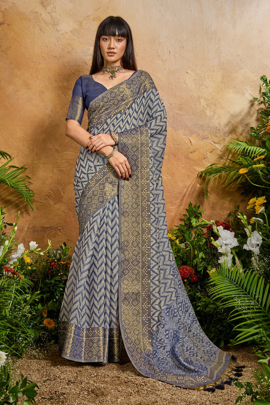 Blue Woven Viscose Cotton Saree-SAR12327_1_SareeButa.com
