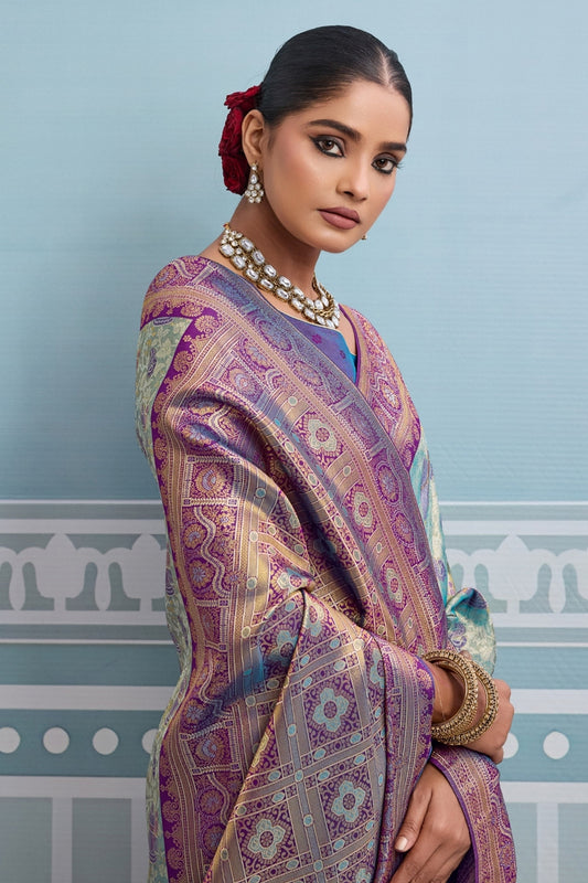 Blue and Purple Woven Kanjivaram Silk Saree-SAR10373_2_SareeButa.com
