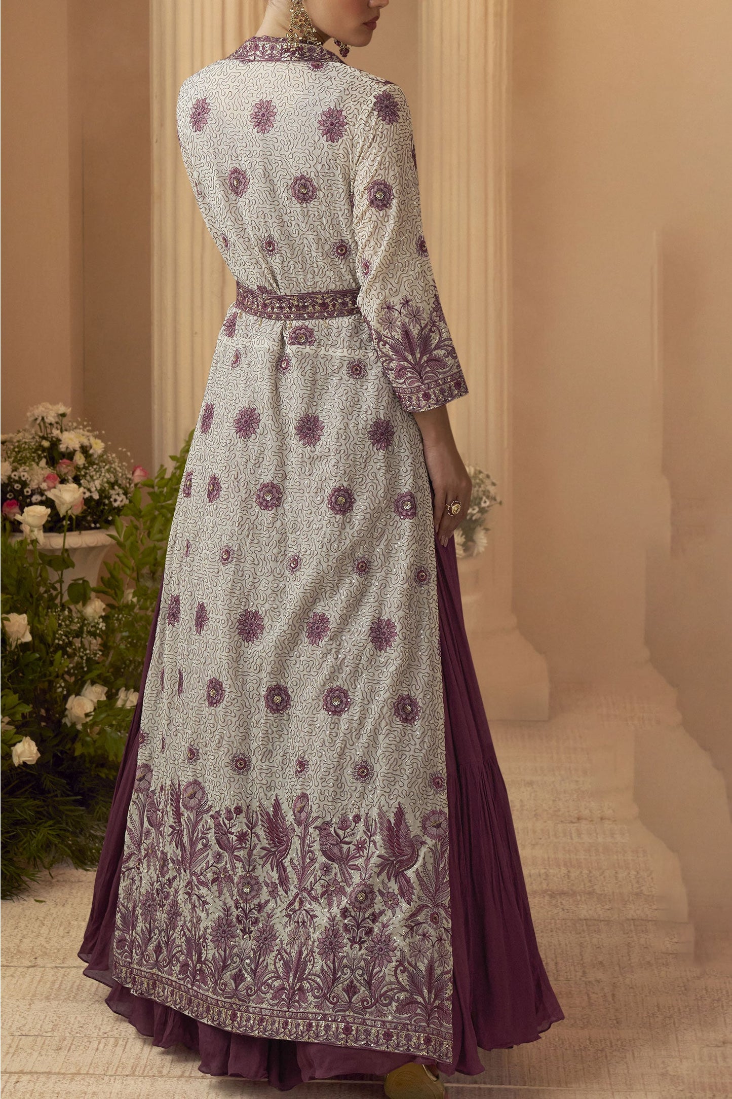 Blush Pink Readymade Chinon Silk Gown with Jacket-SS870_4_SareeButa.com