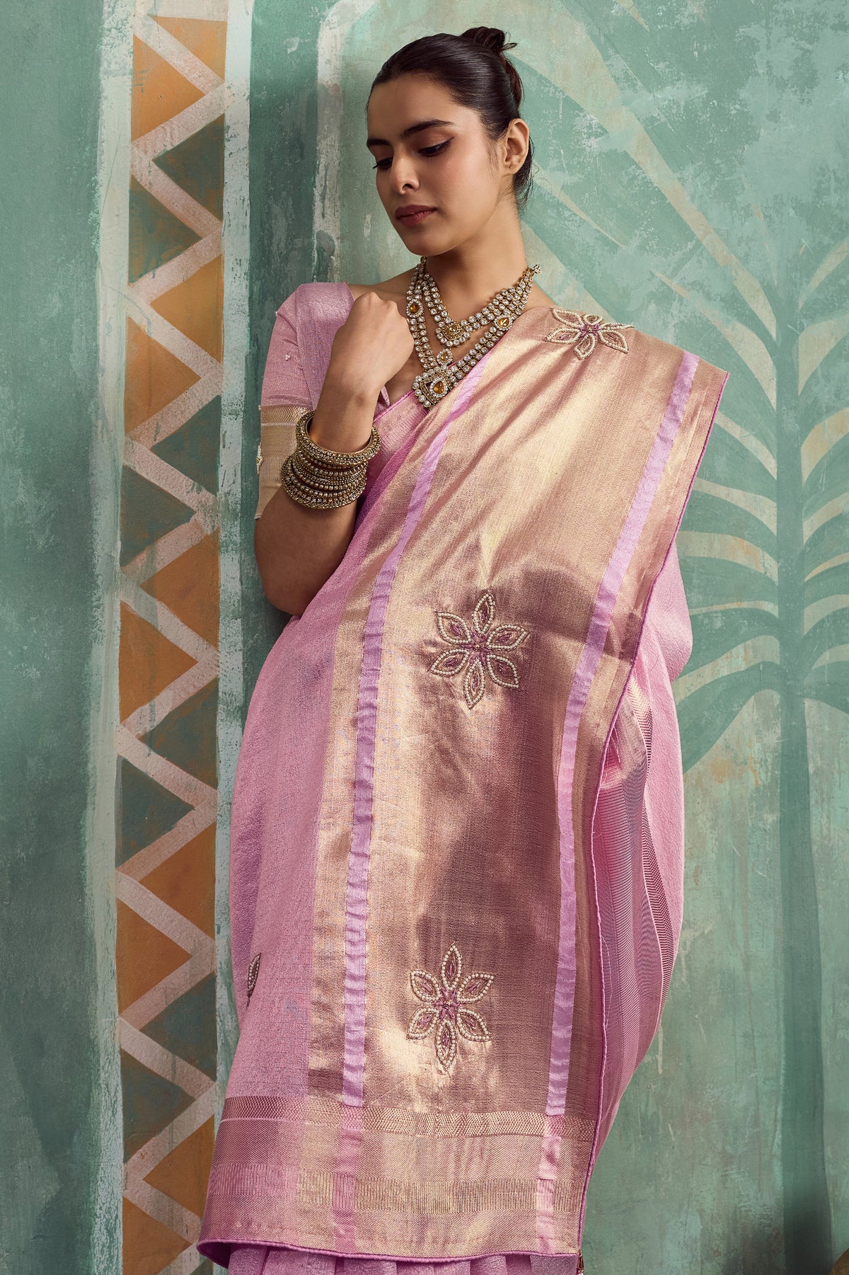 Blush Pink Embroidered Tissue Cotton Saree-SAR12939_3_SareeButa.com