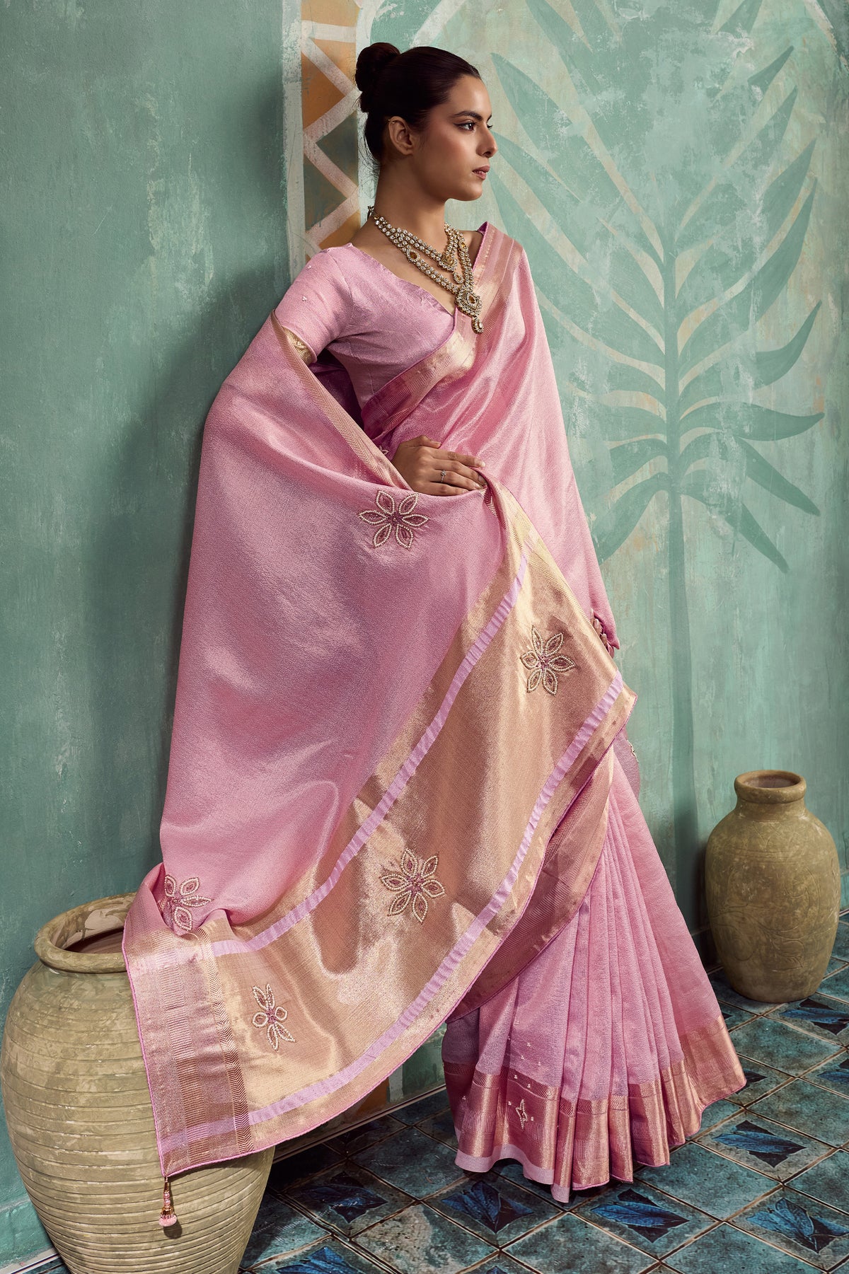 Blush Pink Embroidered Tissue Cotton Saree-SAR12939_5_SareeButa.com