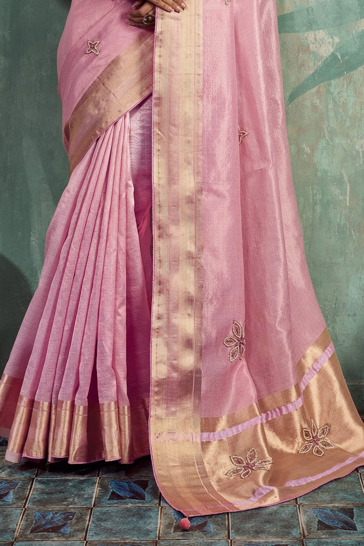 Blush Pink Embroidered Tissue Cotton Saree-SAR12939_6_SareeButa.com
