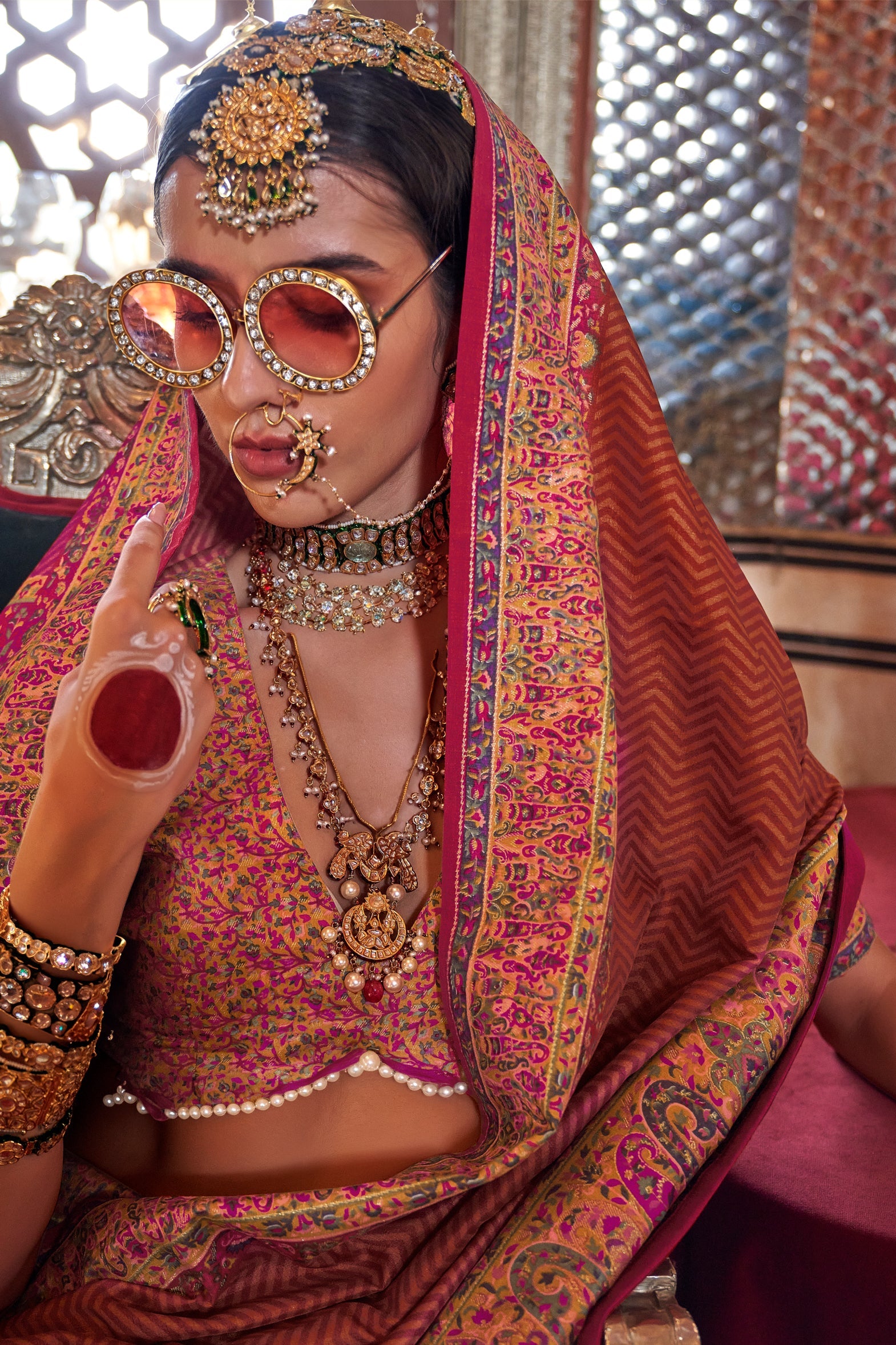 Blush Pink Printed Silk Saree-ZB133640_2_SareeButa.com