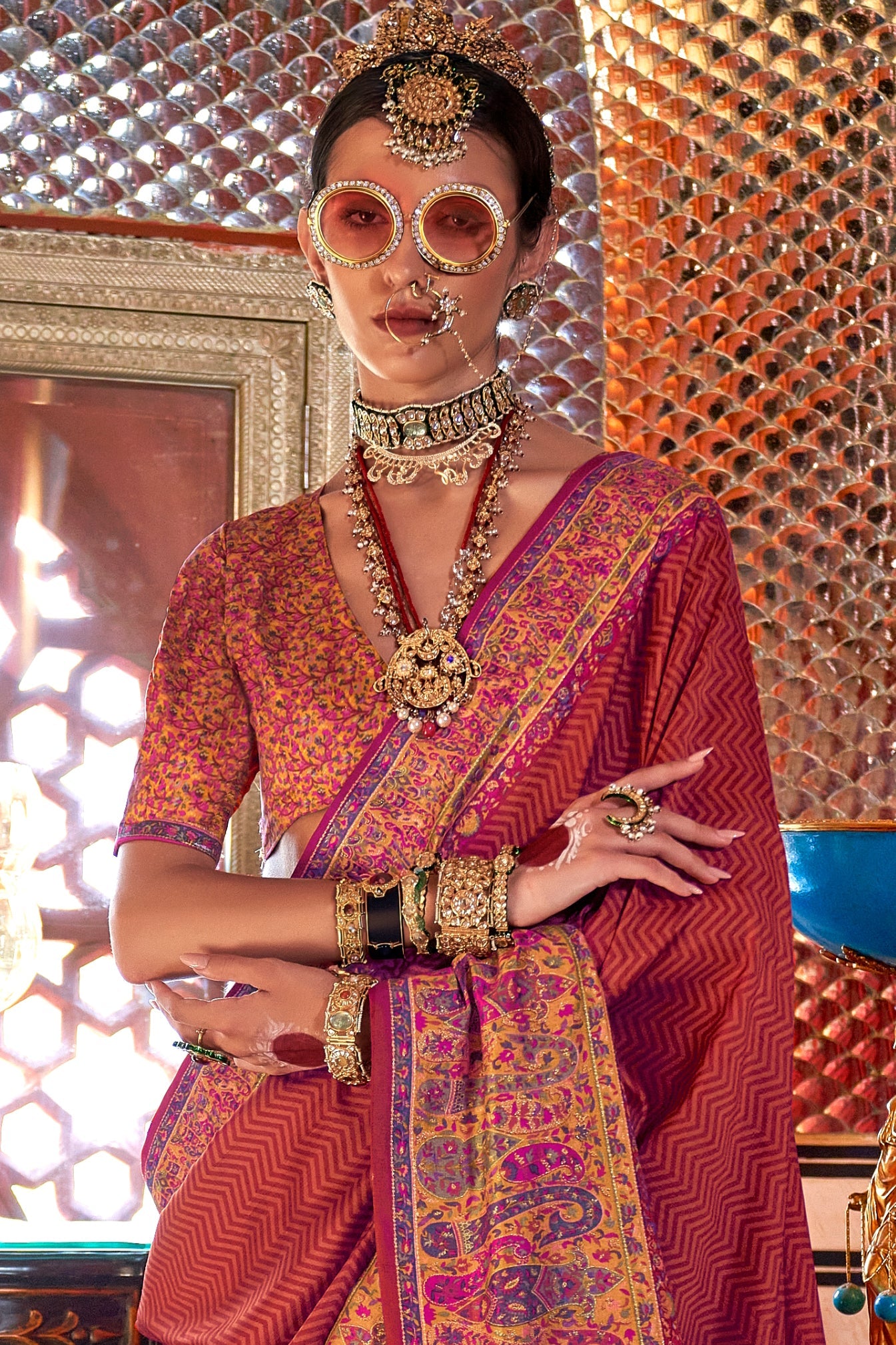 Blush Pink Printed Silk Saree-ZB133640_3_SareeButa.com