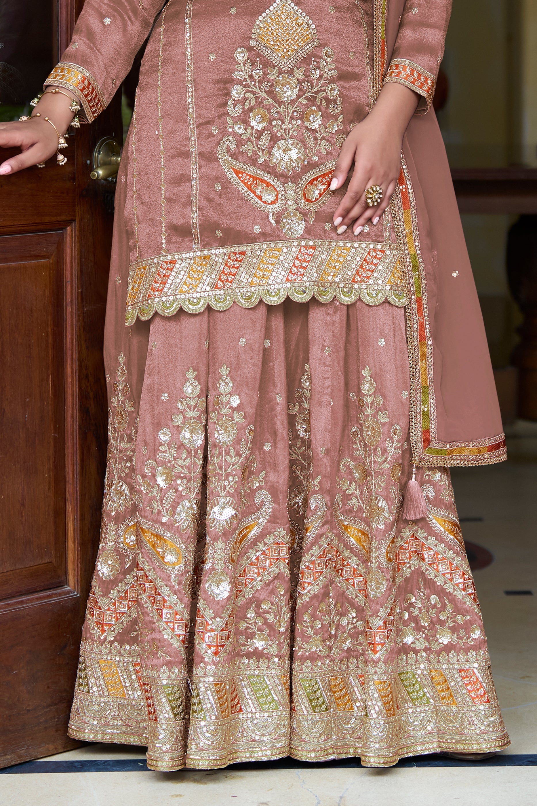 Blush Pink Readymade Simar Silk Palazzo Suit-SAR11057_4_SareeButa.com