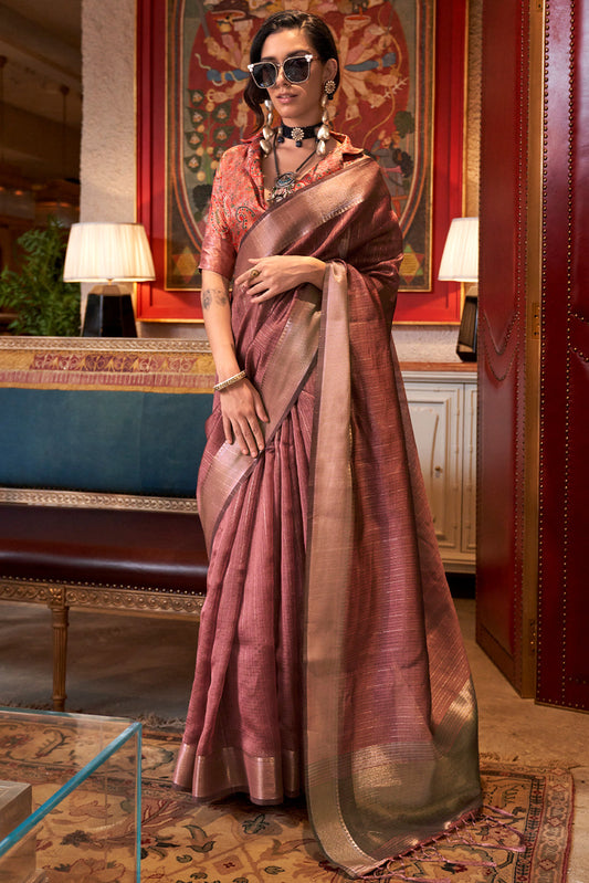 Blush Pink Woven Chiffon Saree-ZB133016_1_SareeButa.com