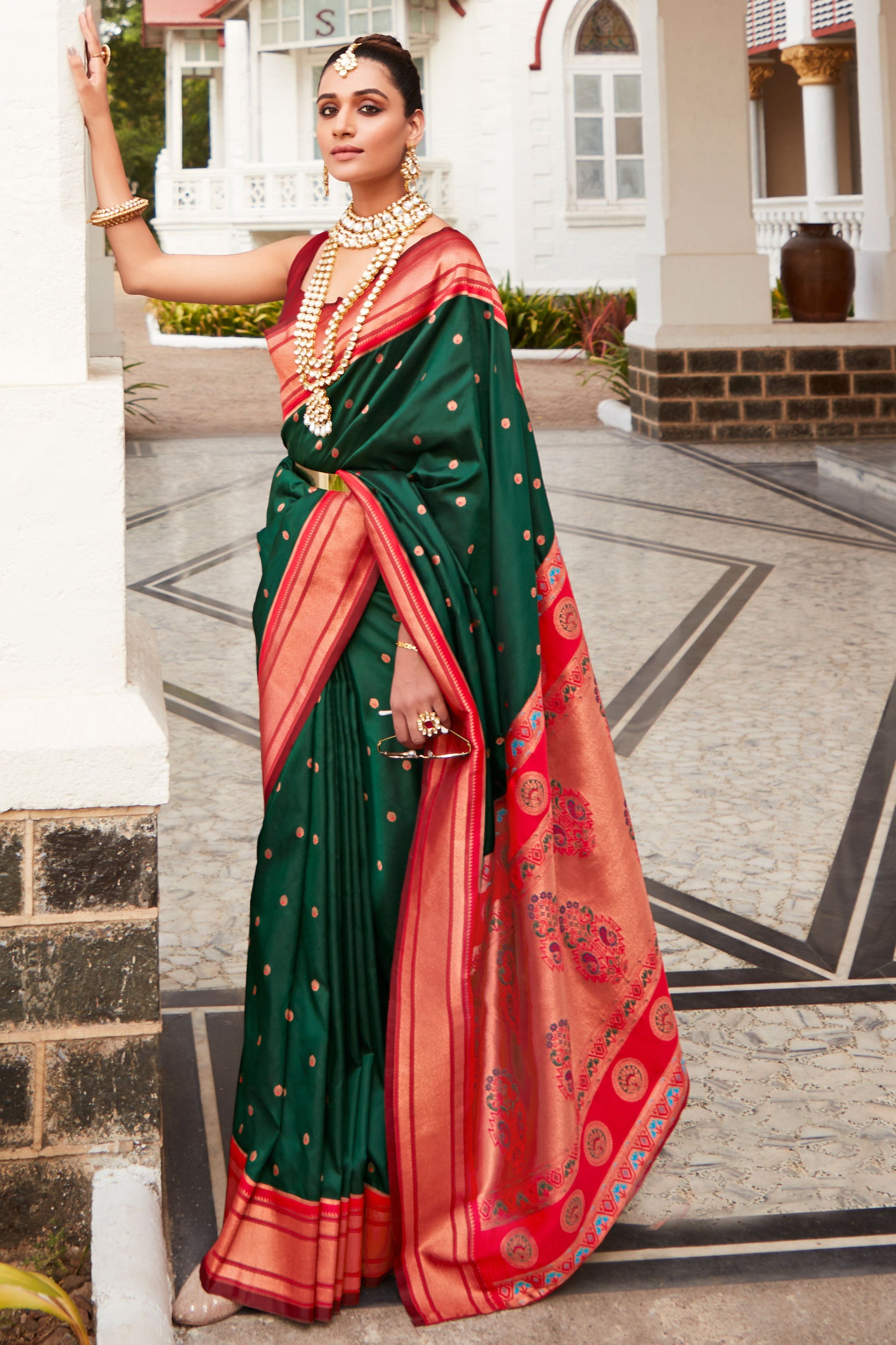 bottle-green-paithani-saree-zb131939_1_SareeButa.com