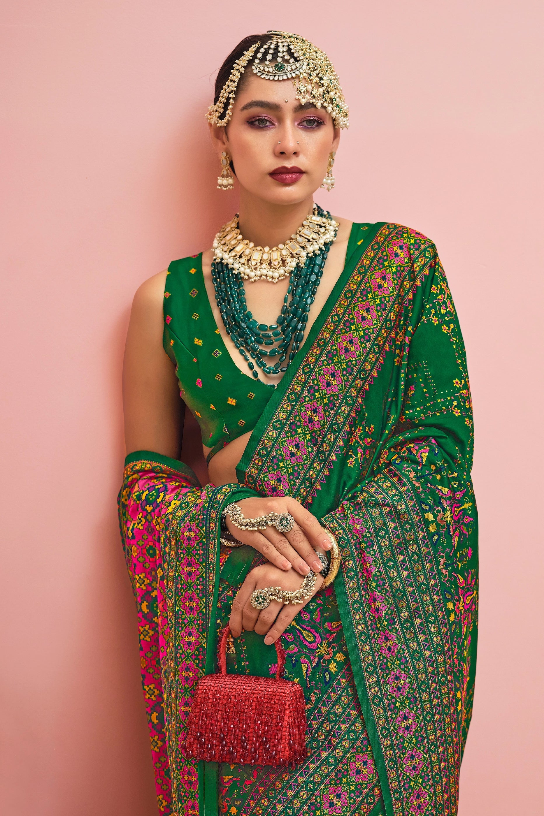 Bottle Green Woven Kashmiri Silk Saree-SAR11346_3_SareeButa.com