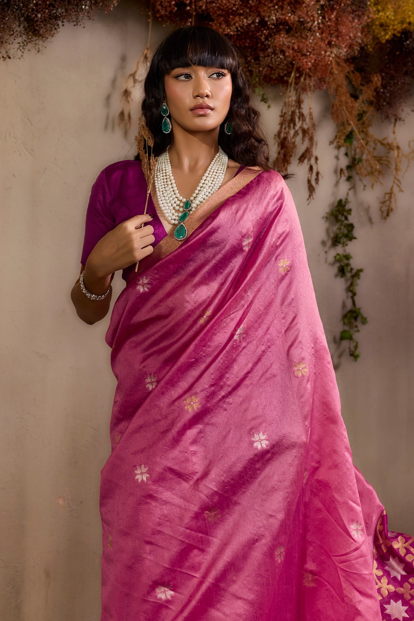 Bright Pink Woven Tussar Silk Saree-SAR11236_3_SareeButa.com