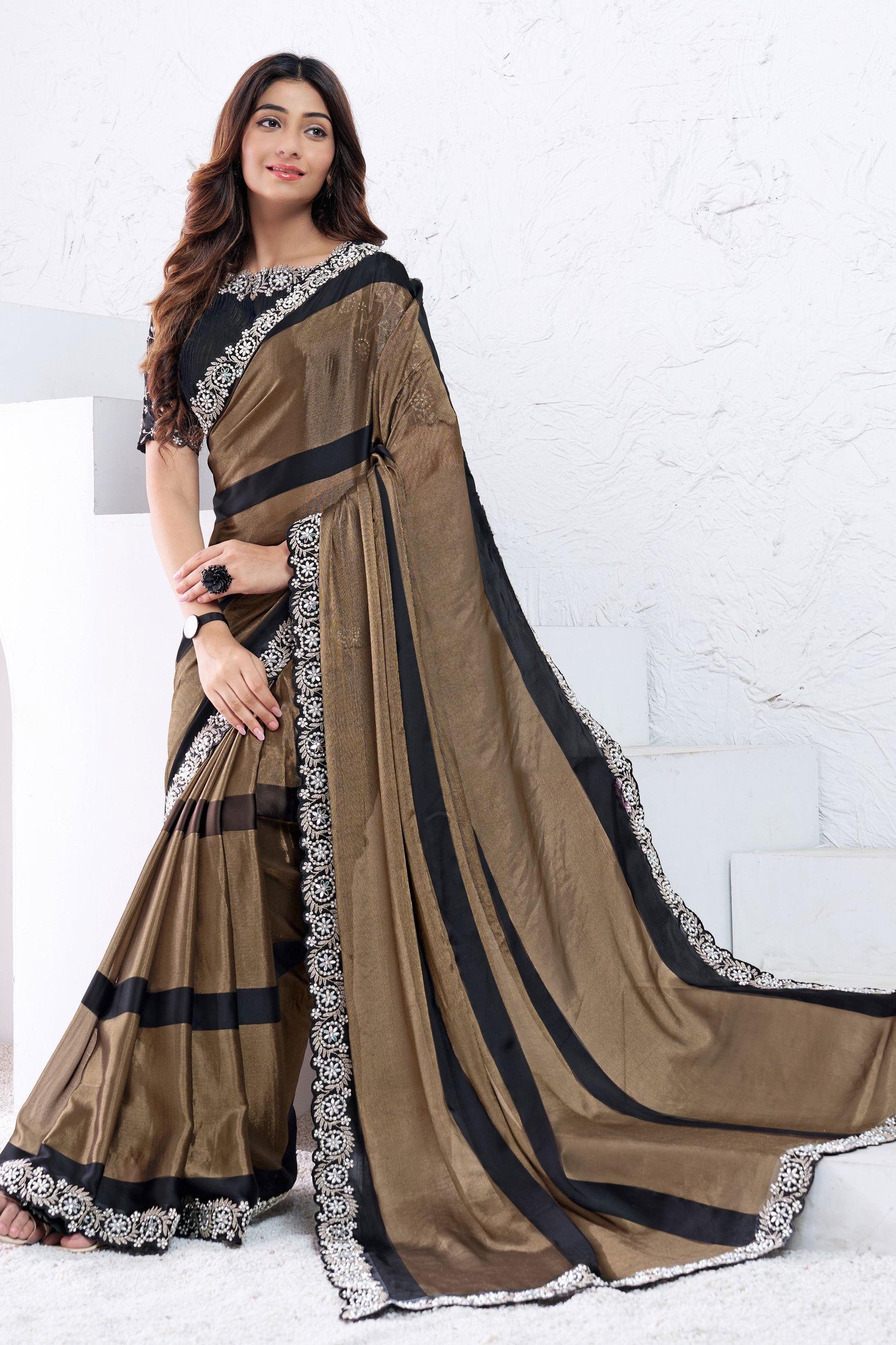 Brown Embroidered Georgette Saree-ZB133739_3_SareeButa.com