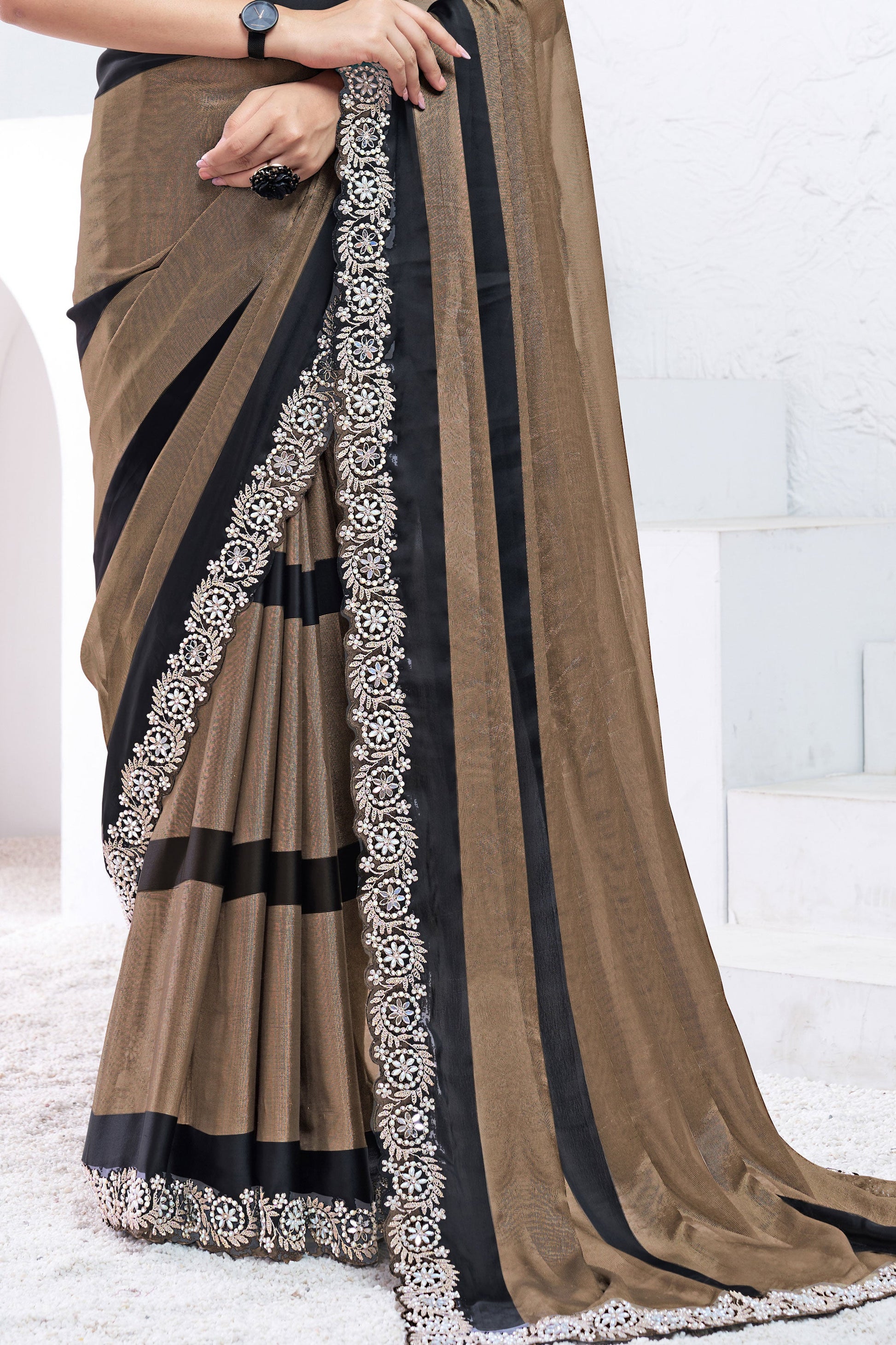 Brown Embroidered Georgette Saree-ZB133739_4_SareeButa.com