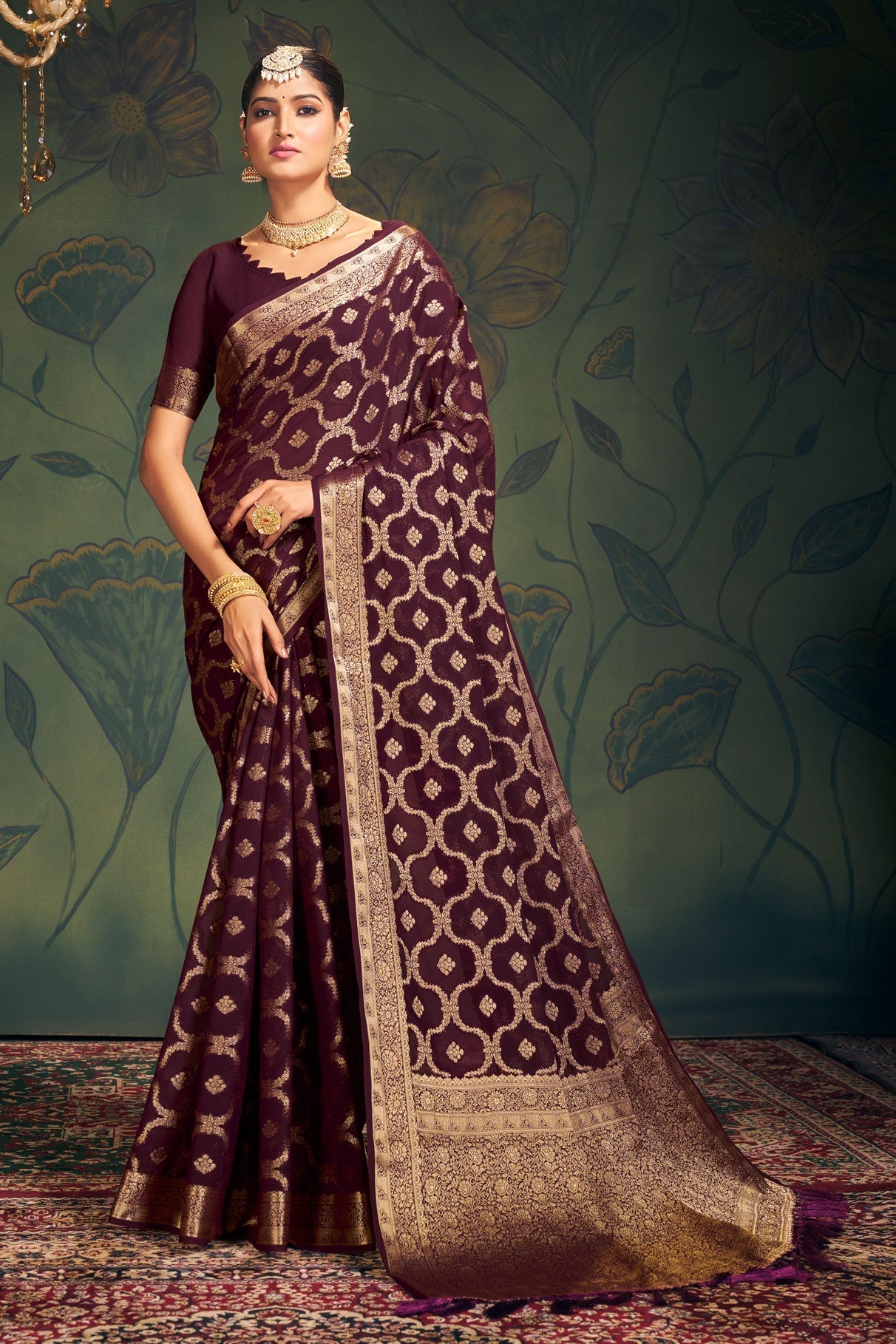 brown-georgette-banarasi-saree-zb130287_1_SareeButa.com