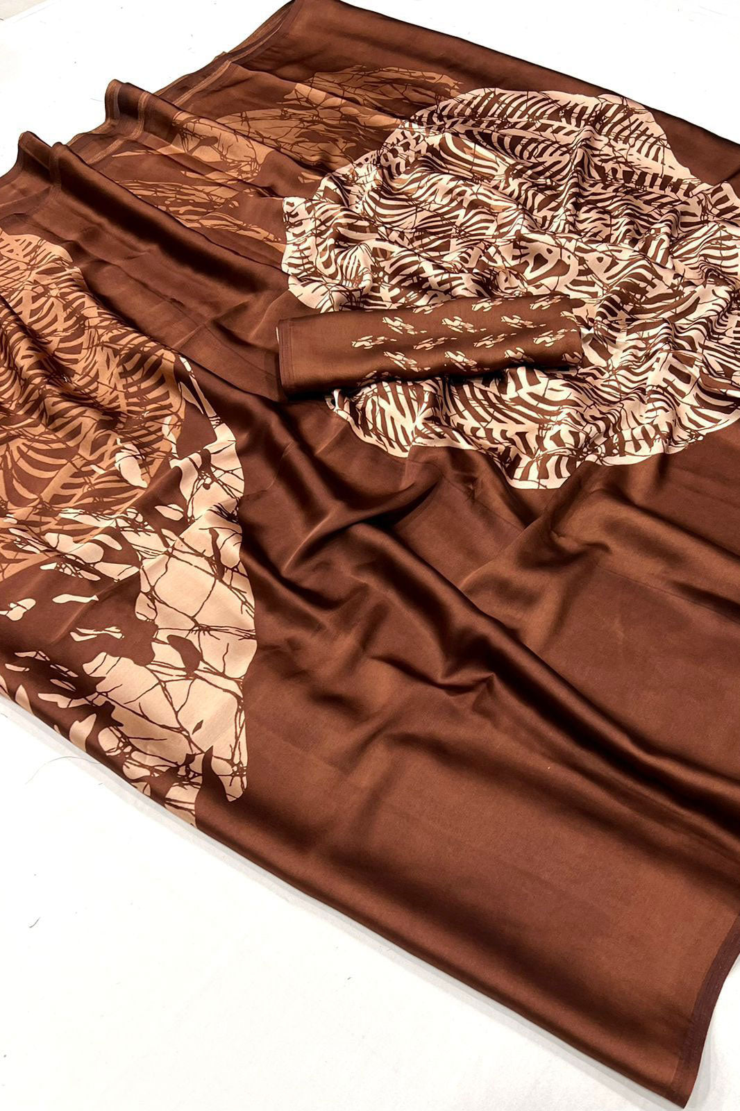 Brown Printed Crepe Saree-ZB132987_3