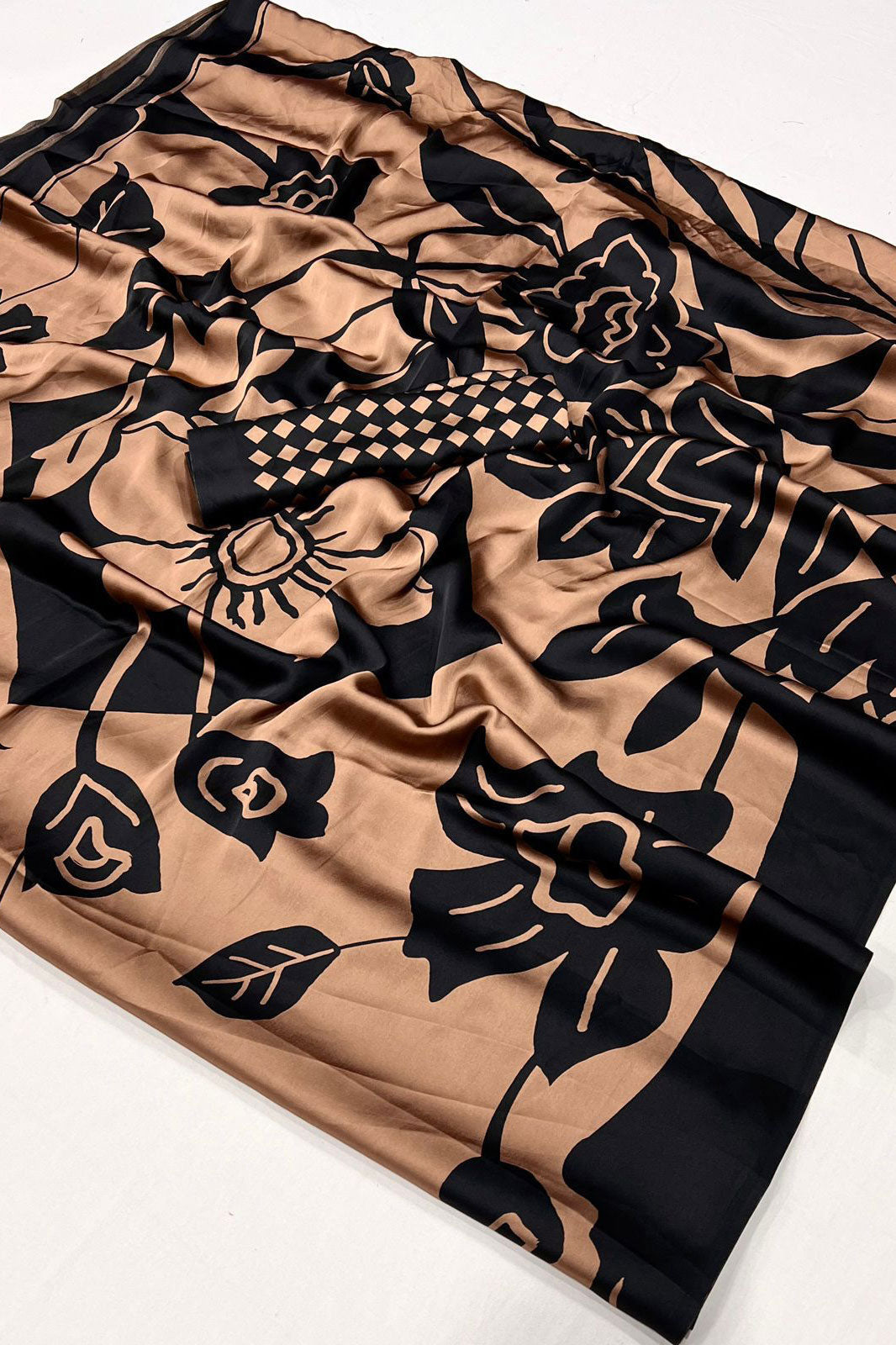 Brown Printed Crepe Saree-ZB132991_3