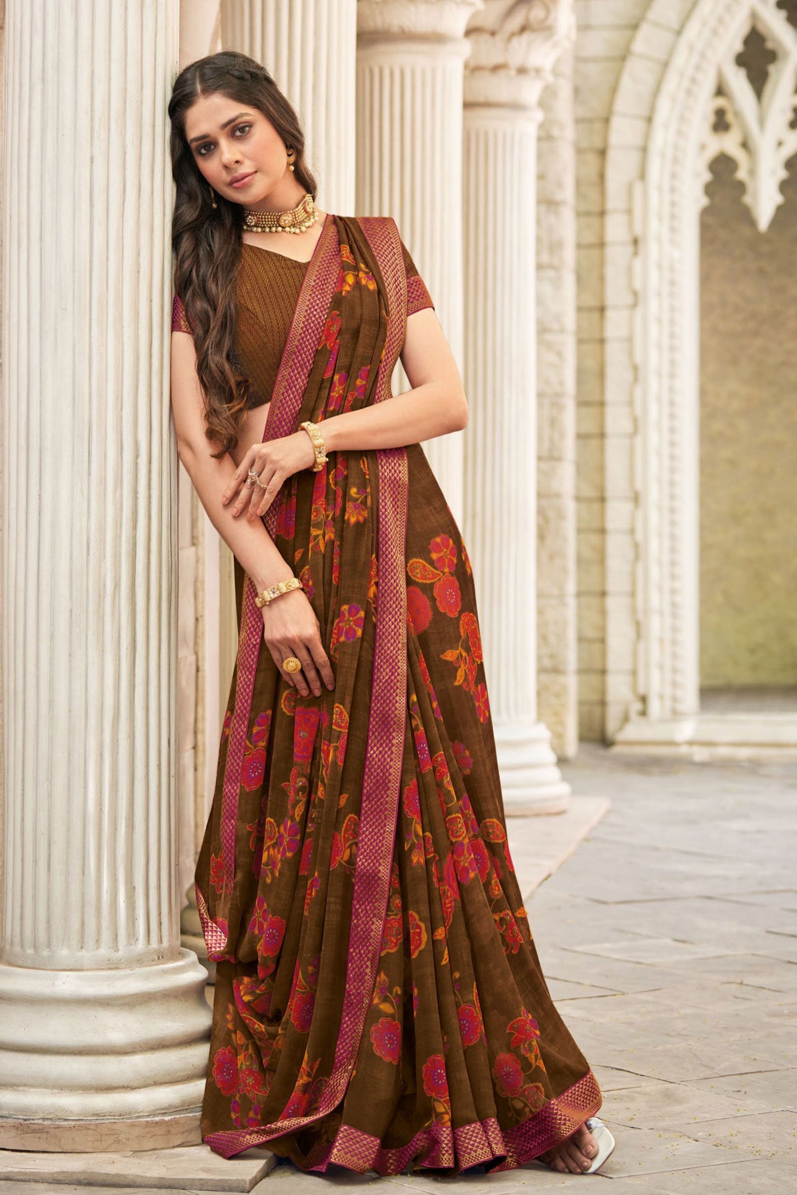 brown-printed-georgette-saree-zb130908_2_SareeButa.com