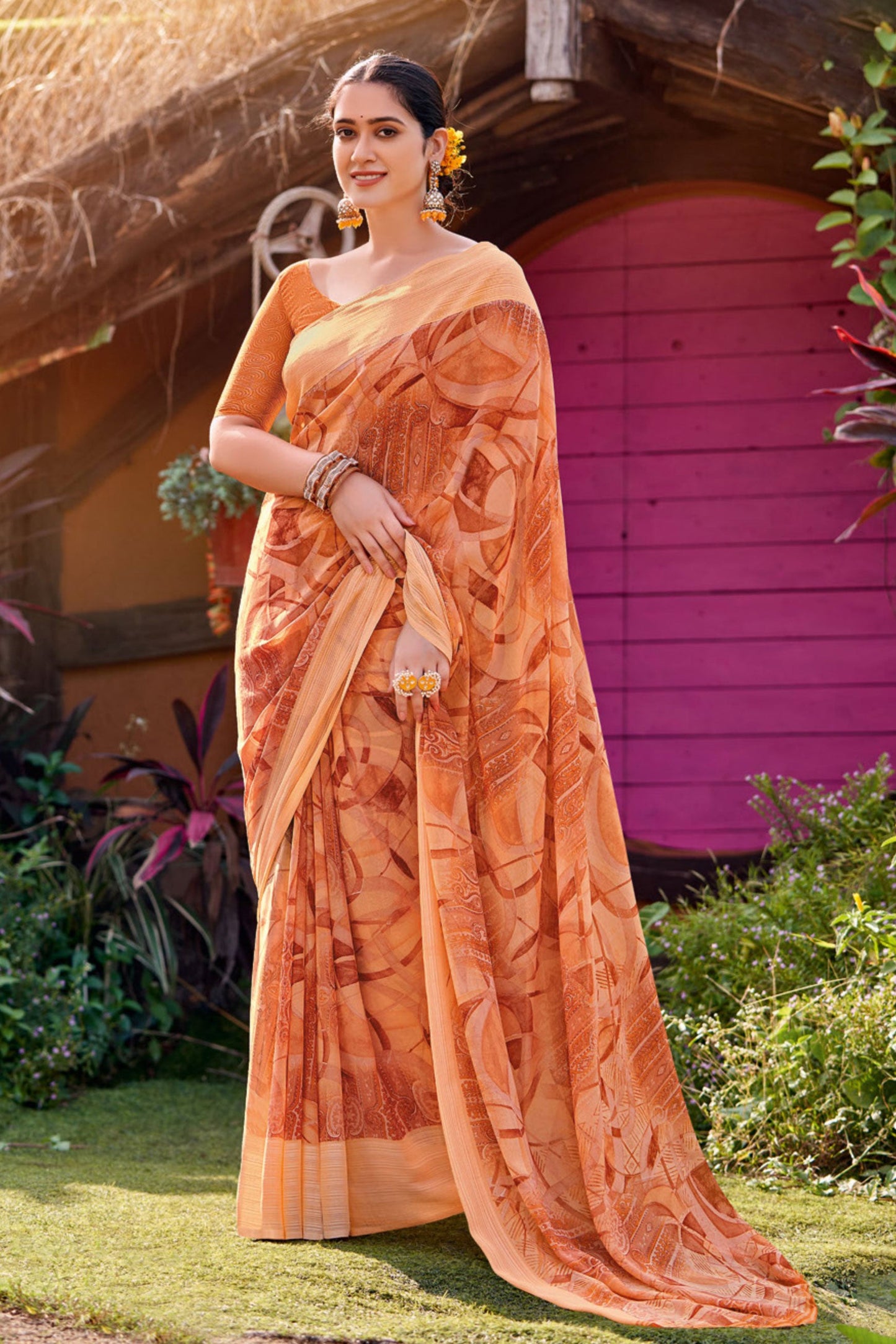 brown-printed-georgette-saree-zb130936_1_SareeButa.com