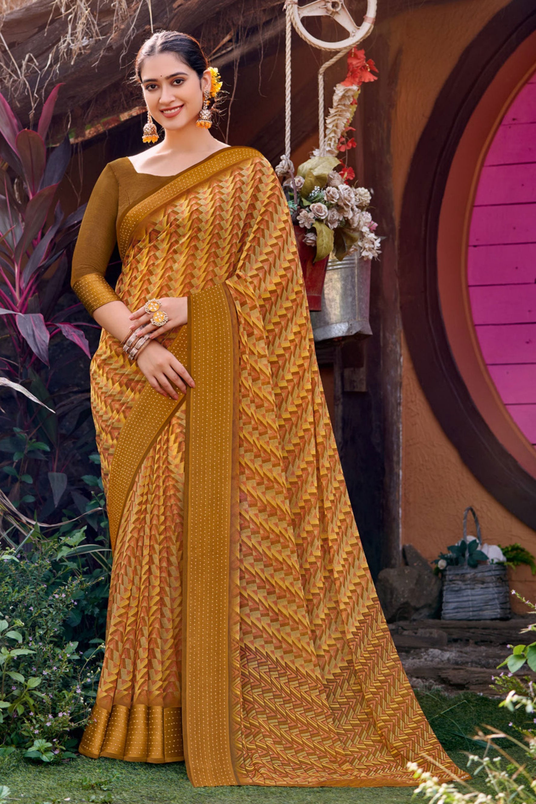 brown-printed-georgette-saree-zb130938_1_SareeButa.com