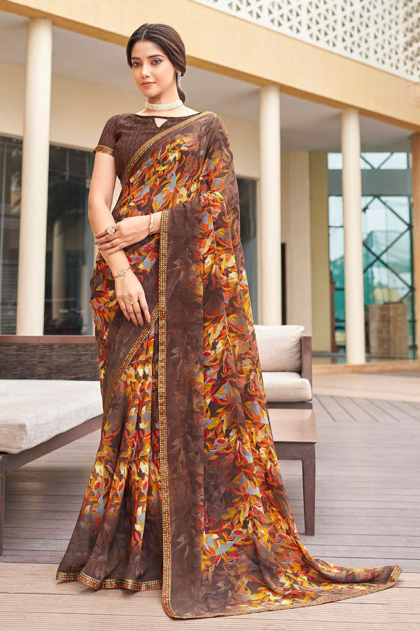 brown-printed-georgette-saree-zb130947_1_SareeButa.com