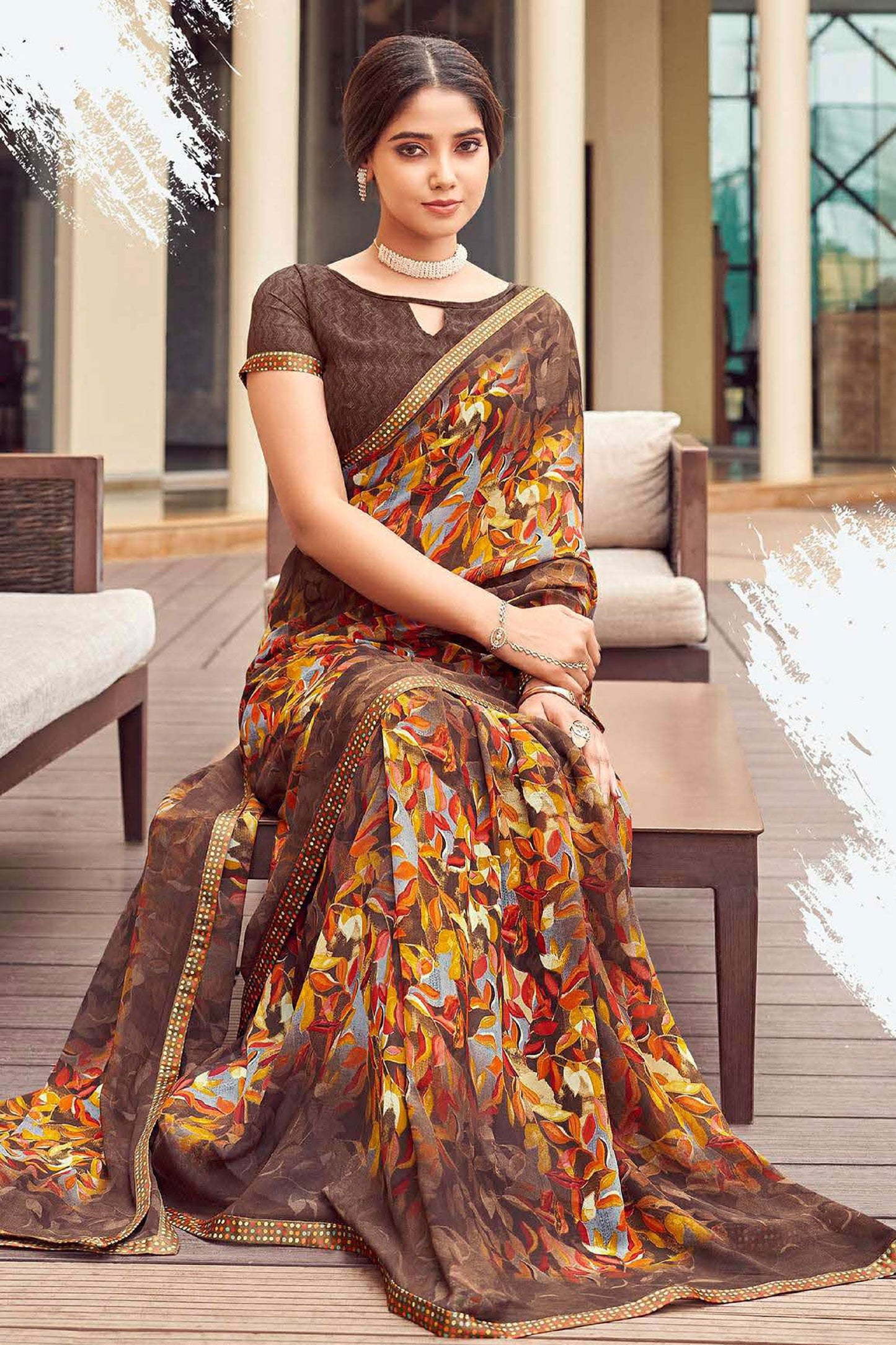 brown-printed-georgette-saree-zb130947_2_SareeButa.com