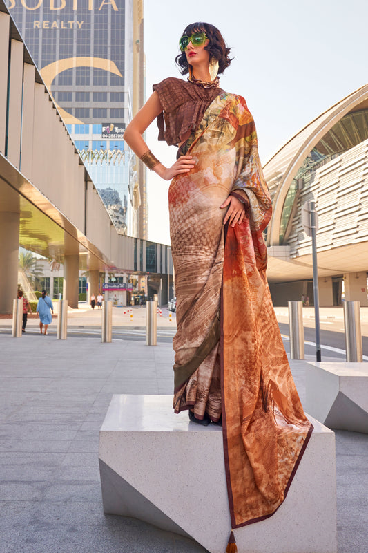 brown-printed-satin-saree-zb130685_1_SareeButa.com