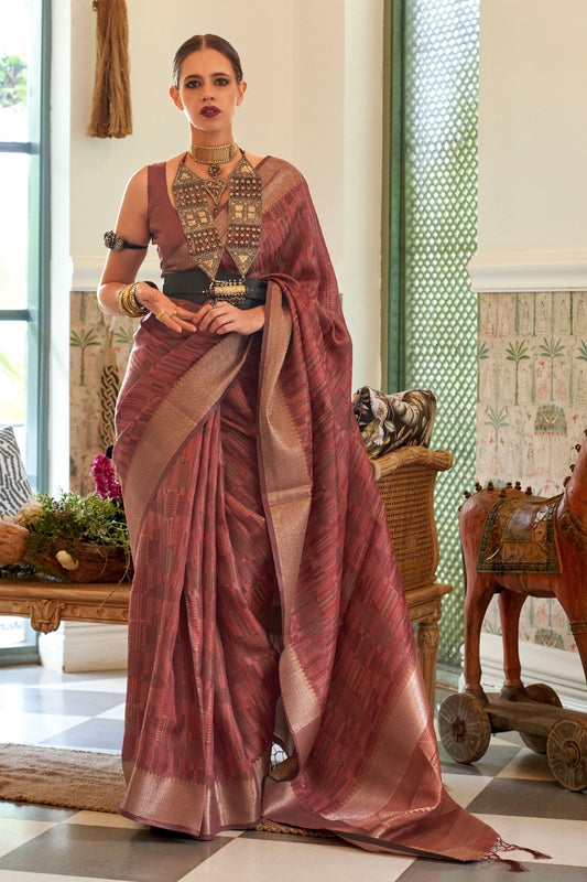 brown-woven-organza-saree-zb140322_1_SareeButa.com