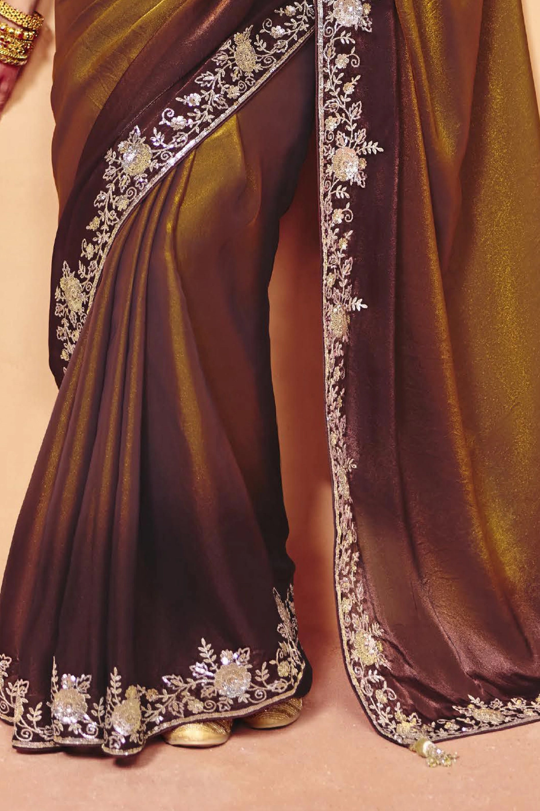 Brown Embroidered Satin Organza Saree-SAR12268_5_SareeButa.com