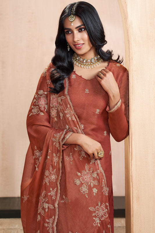 Brown Embroidered Silk Suit-SAR11748_2_SareeButa.com