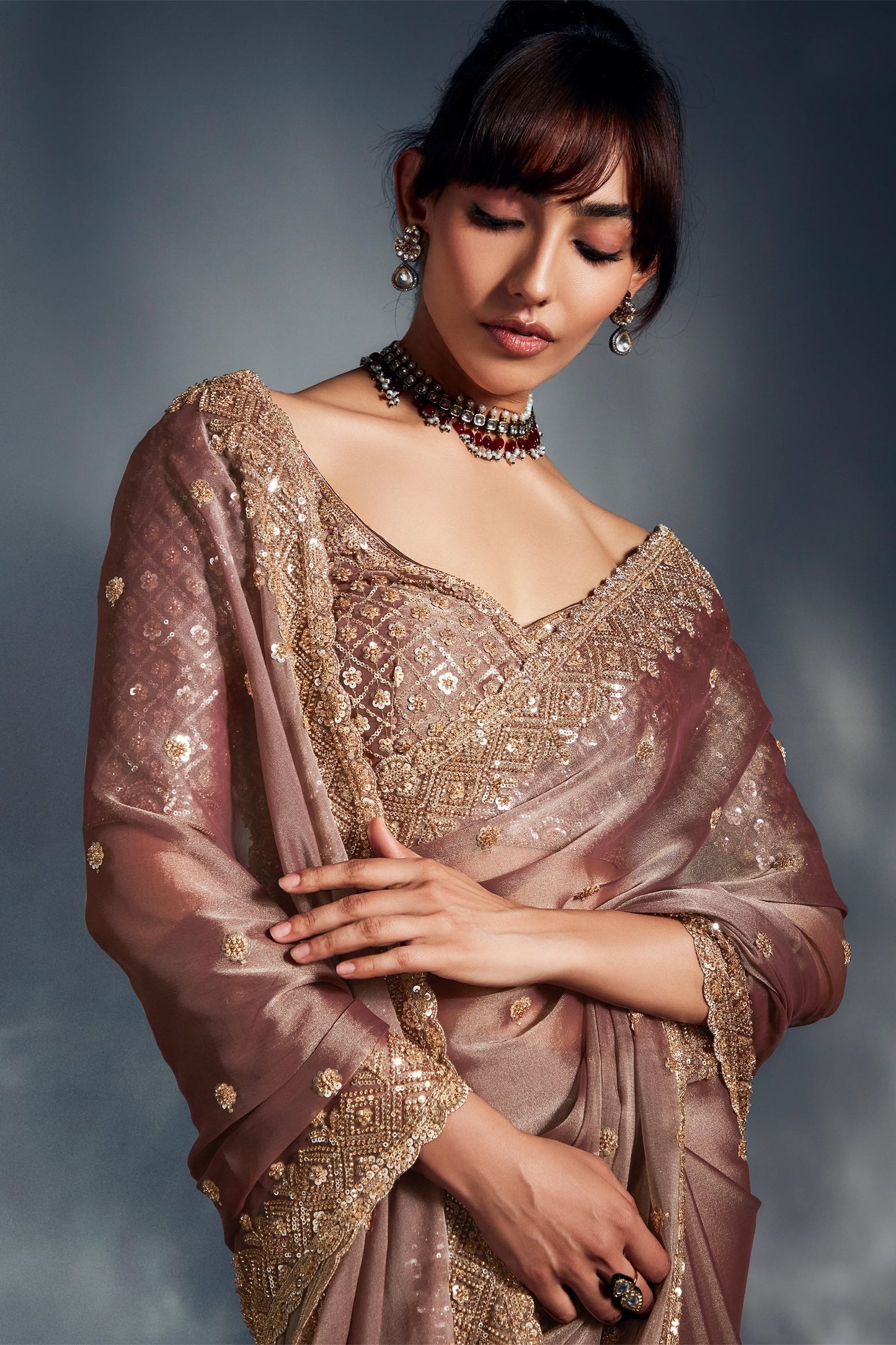 Brown Embroidered Tissue Silk Saree-SAR10214_2_SareeButa.com