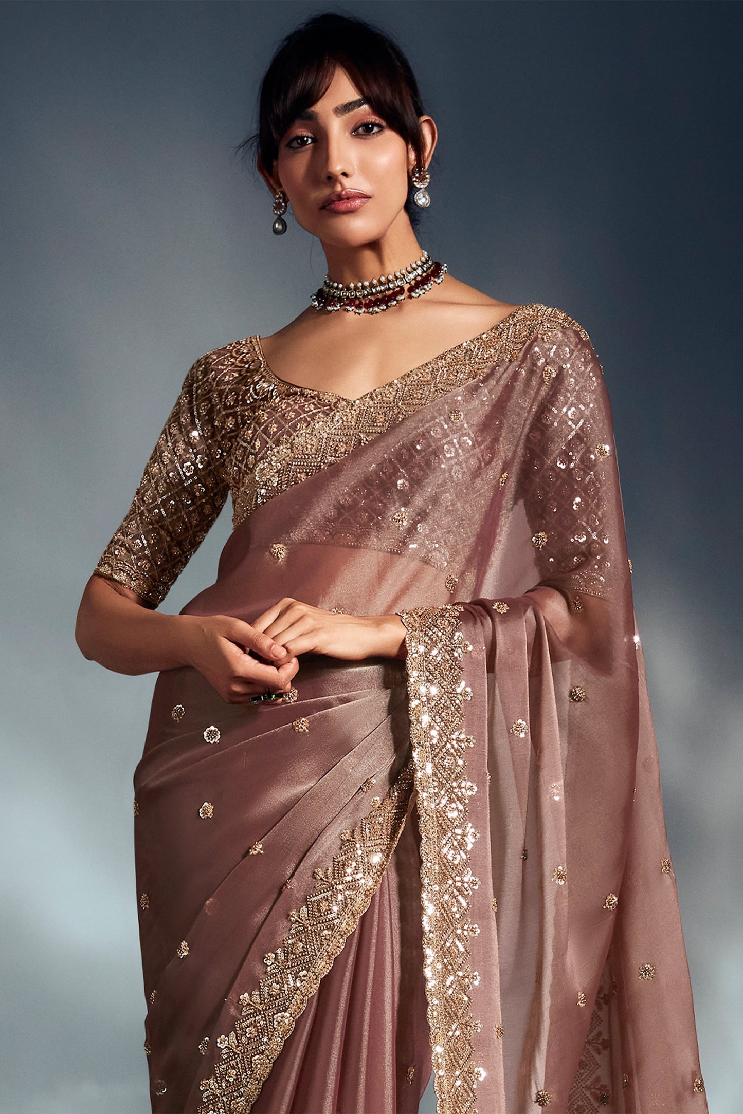 Brown Embroidered Tissue Silk Saree-SAR10214_5_SareeButa.com