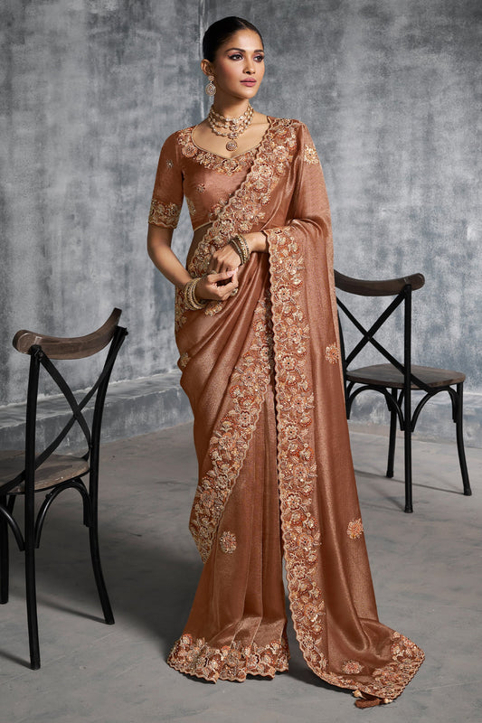 Brown Embroidered Tissue Silk Saree-SAR10453_1_SareeButa.com