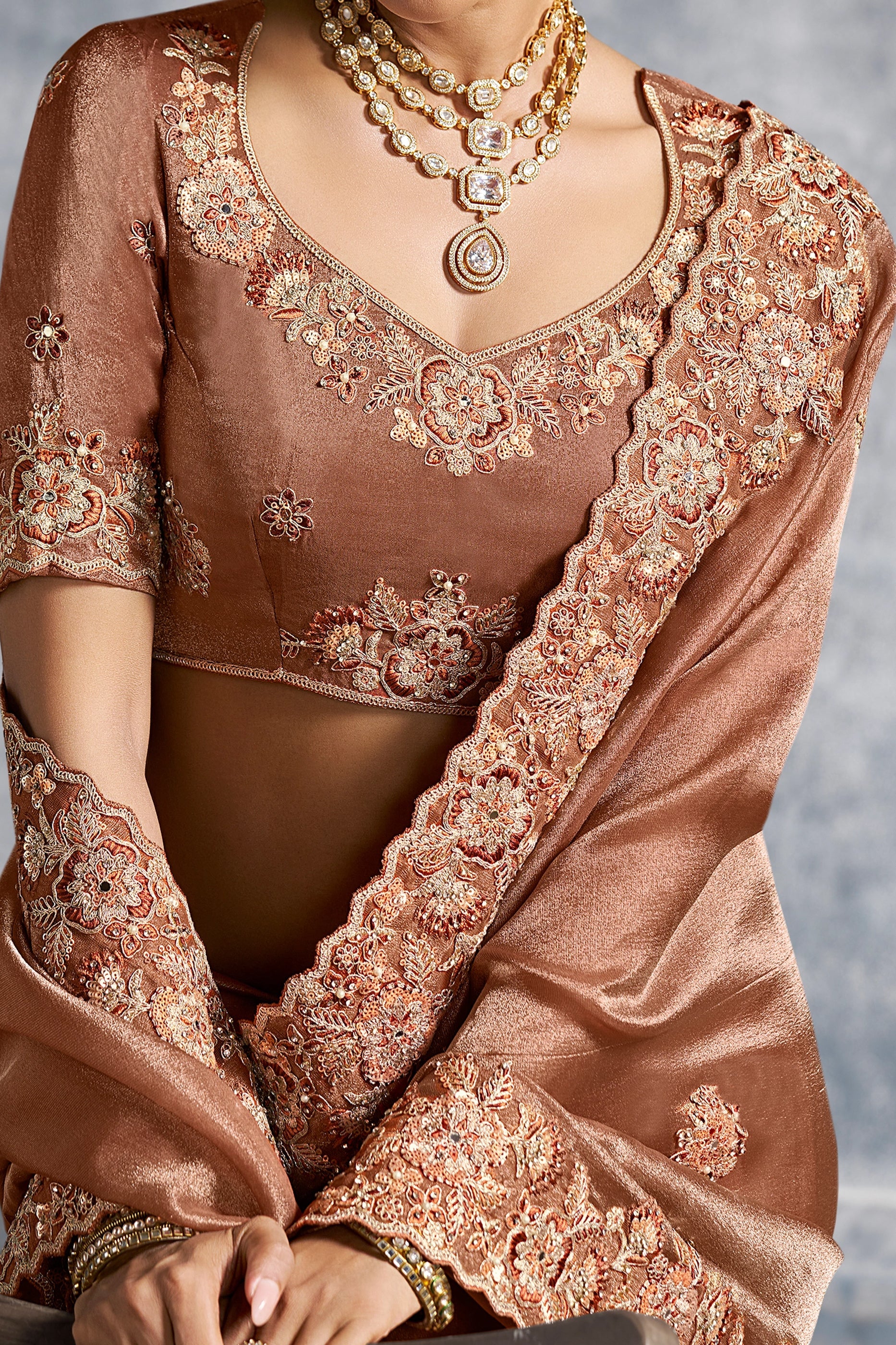 Brown Embroidered Tissue Silk Saree-SAR10453_2_SareeButa.com
