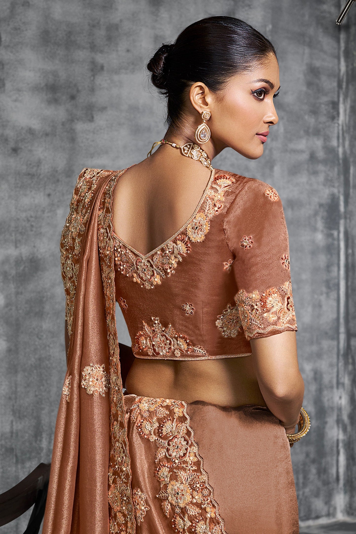 Brown Embroidered Tissue Silk Saree-SAR10453_3_SareeButa.com