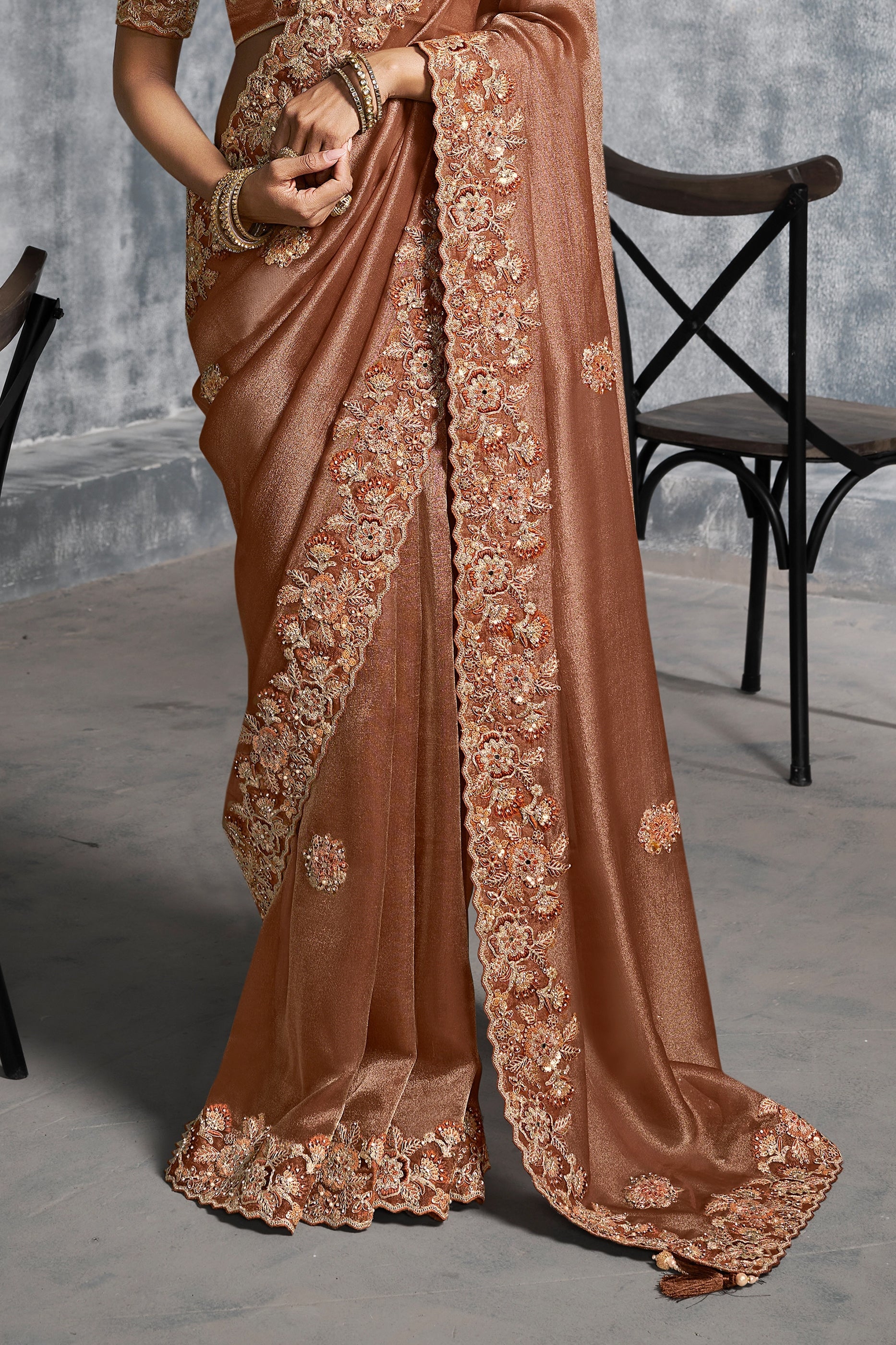 Brown Embroidered Tissue Silk Saree-SAR10453_5_SareeButa.com