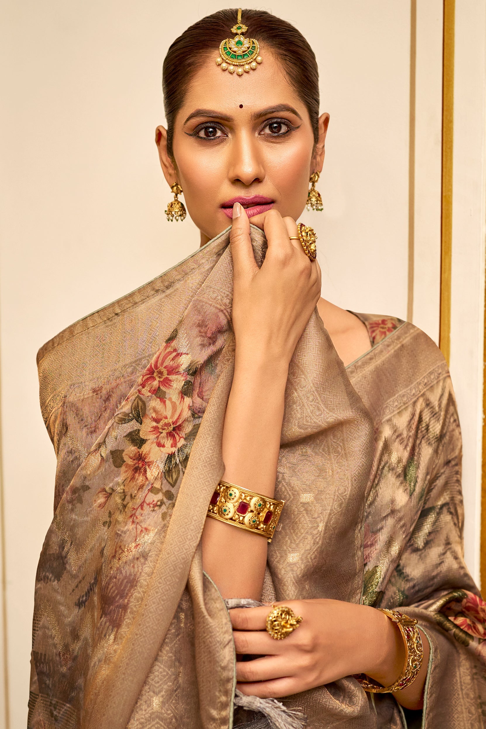 Brown Organza Silk Saree-ZB132133_2