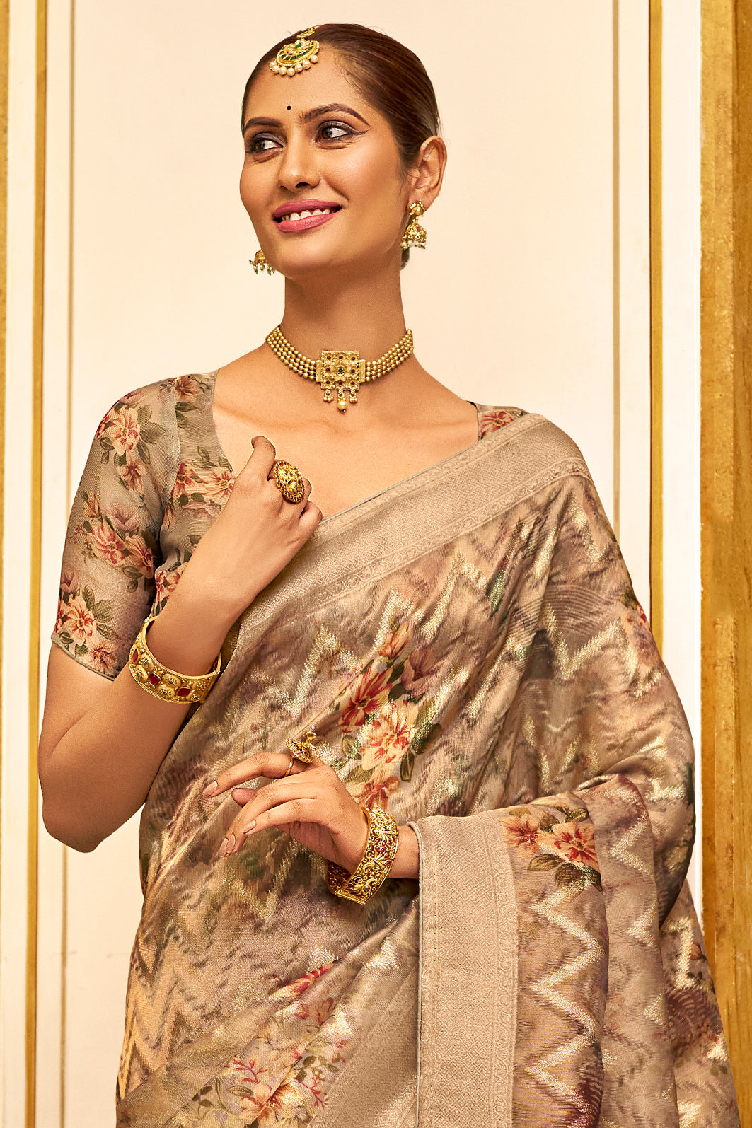 Brown Organza Silk Saree-ZB132133_3