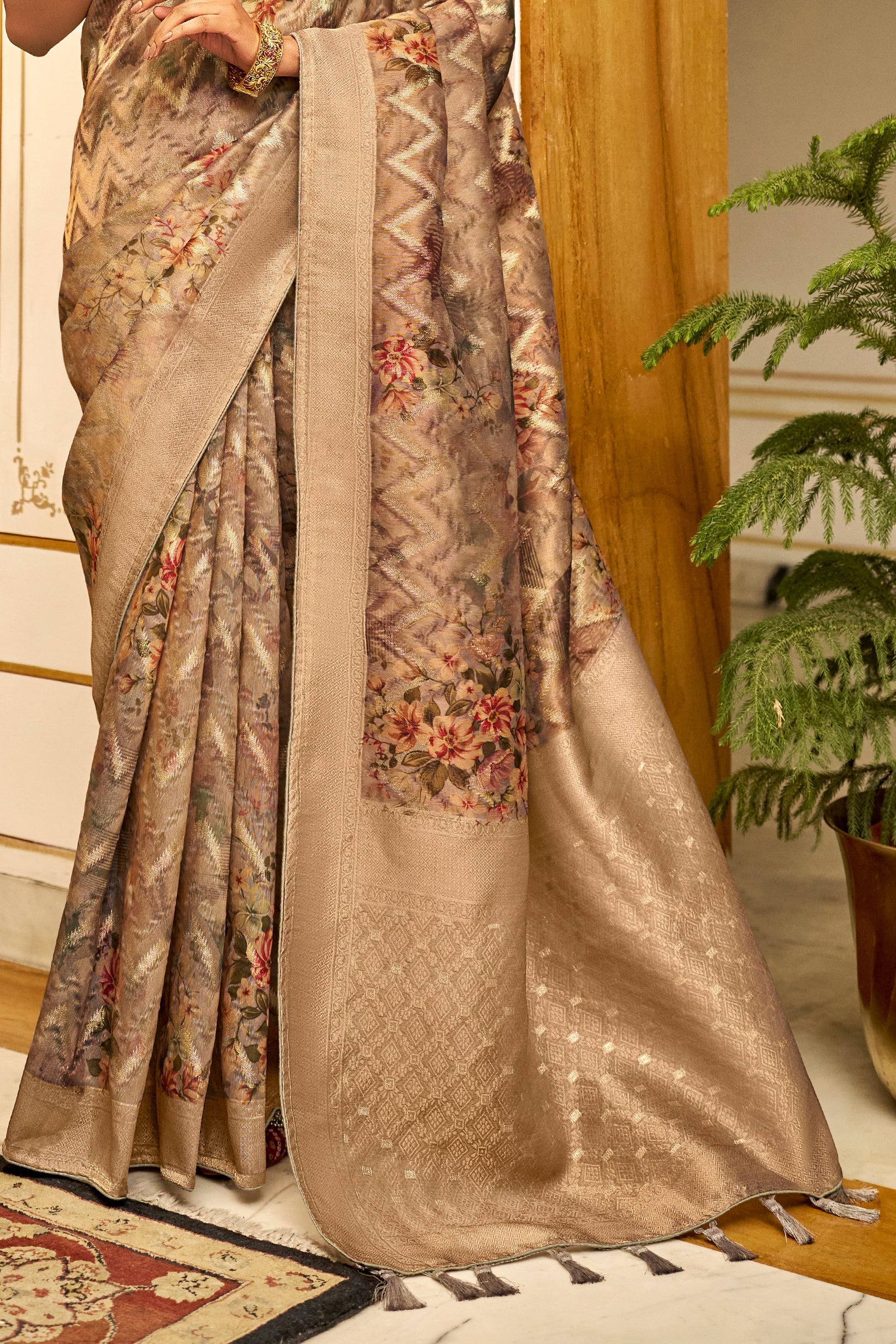 Brown Organza Silk Saree-ZB132133_4