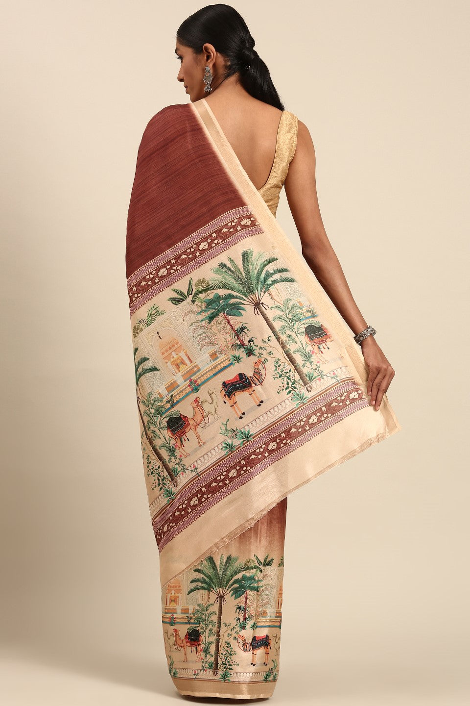 Brown Printed Cotton Saree-ZB132976_3_SareeButa.com