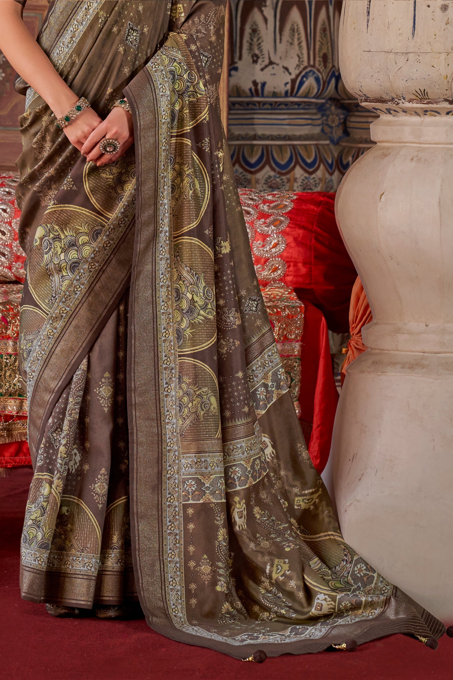 Brown Printed Silk Saree-SAR10114_4_SareeButa.com
