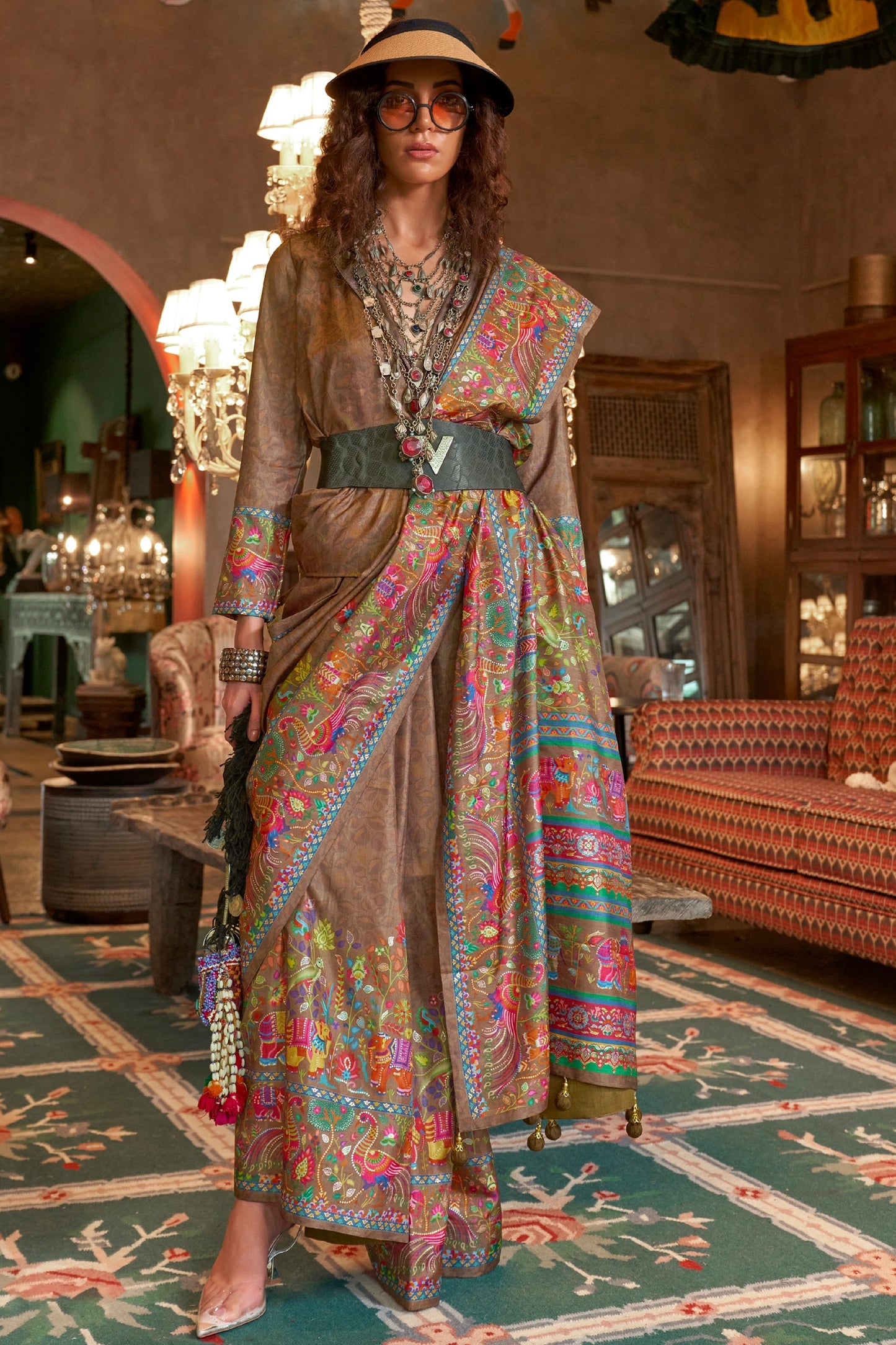 Brown Printed Silk Saree-SAR11272_1_SareeButa.com